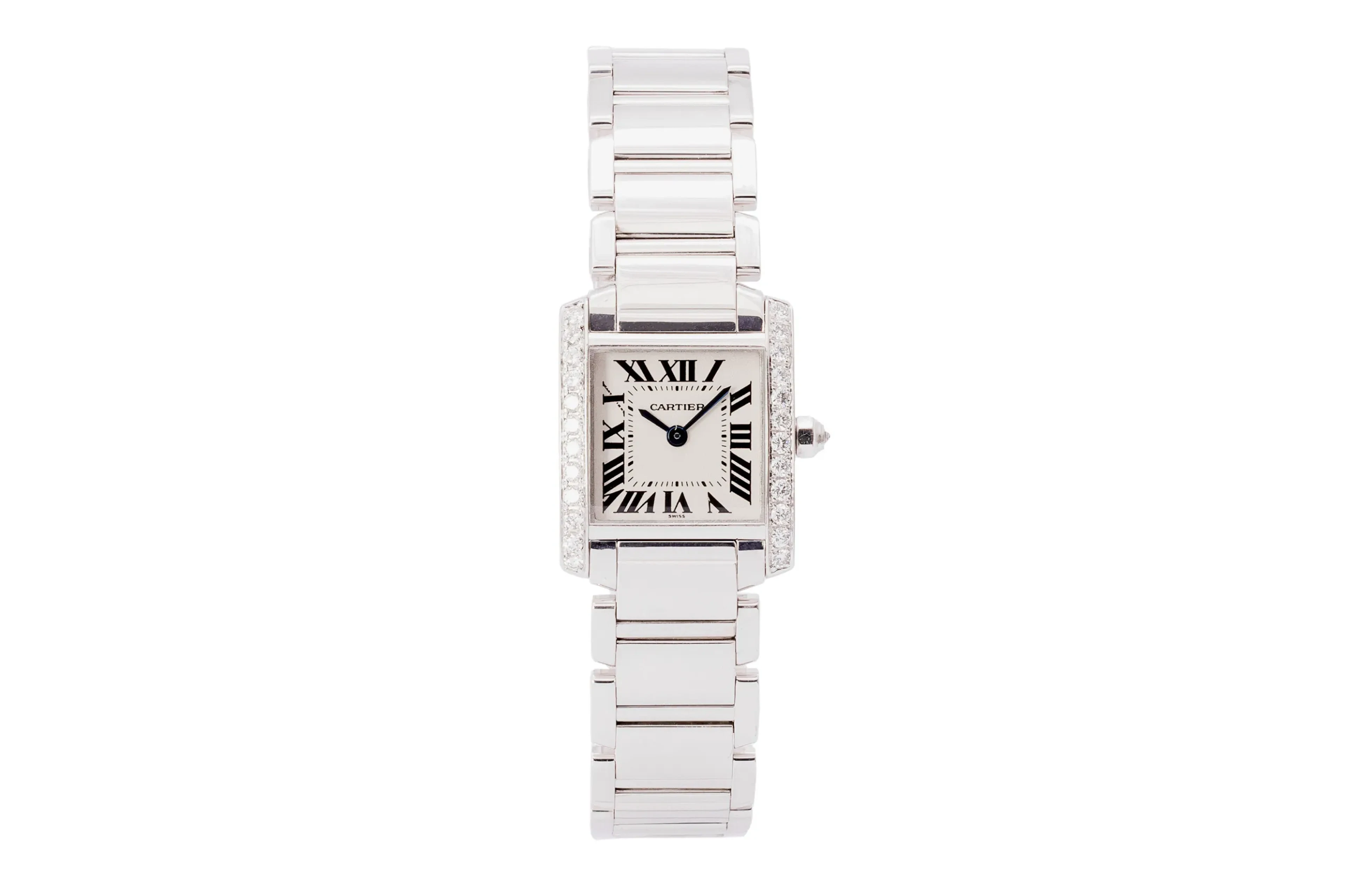 A White Gold Cartier Francaise with a Diamond Set Bezel