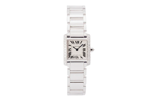 A White Gold Cartier Francaise with a Diamond Set Bezel