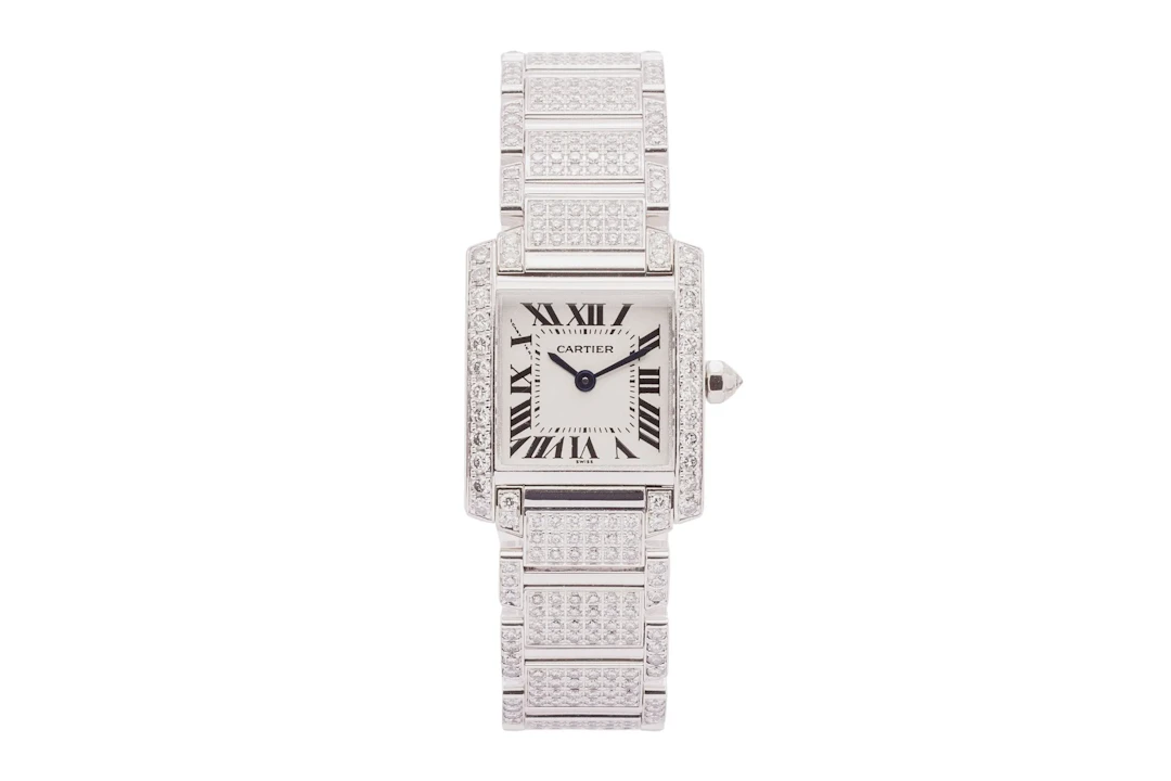 A Ladies Diamond set Cartier Tank Francaise in Whtie Gold