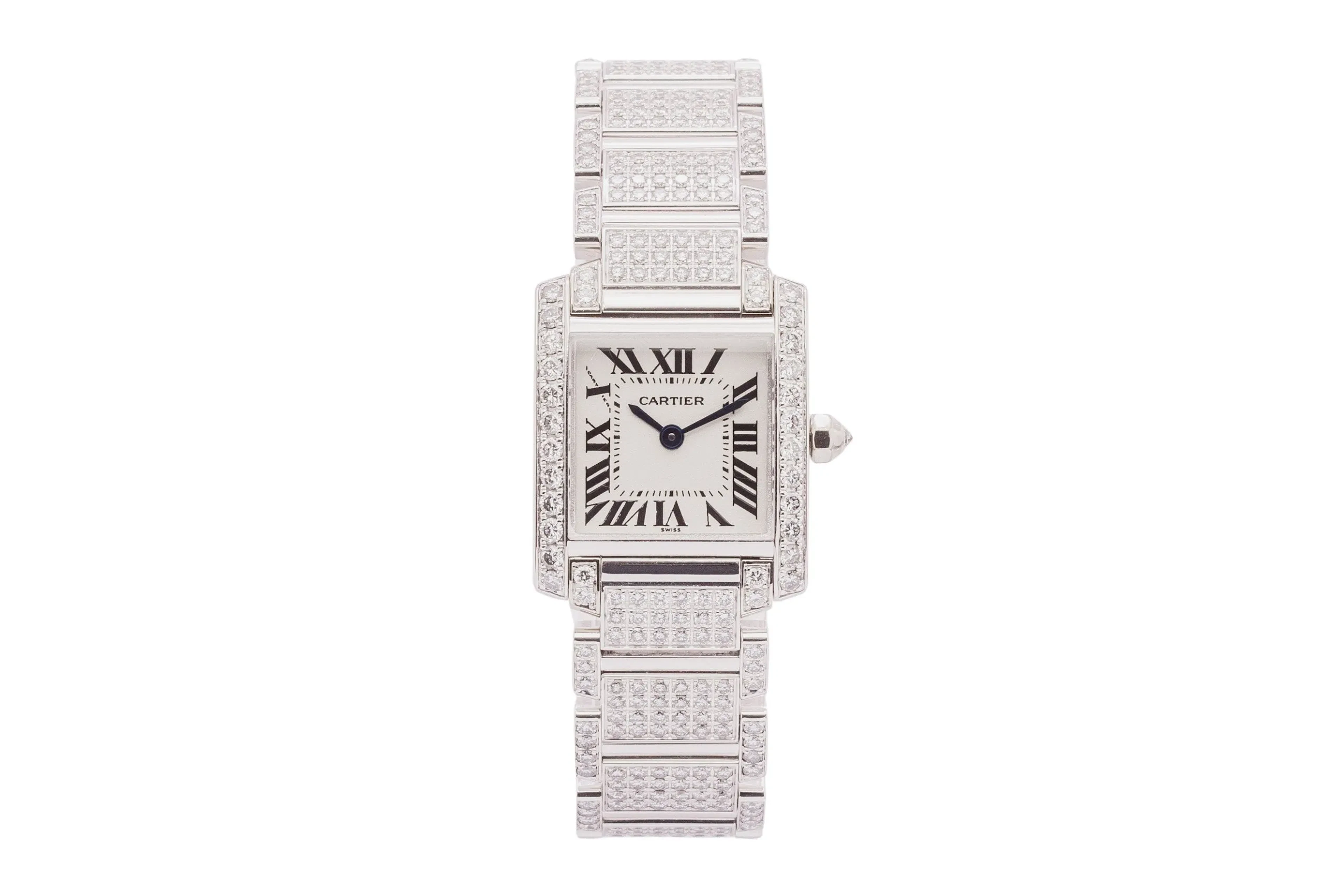 A Ladies Diamond set Cartier Tank Francaise in Whtie Gold