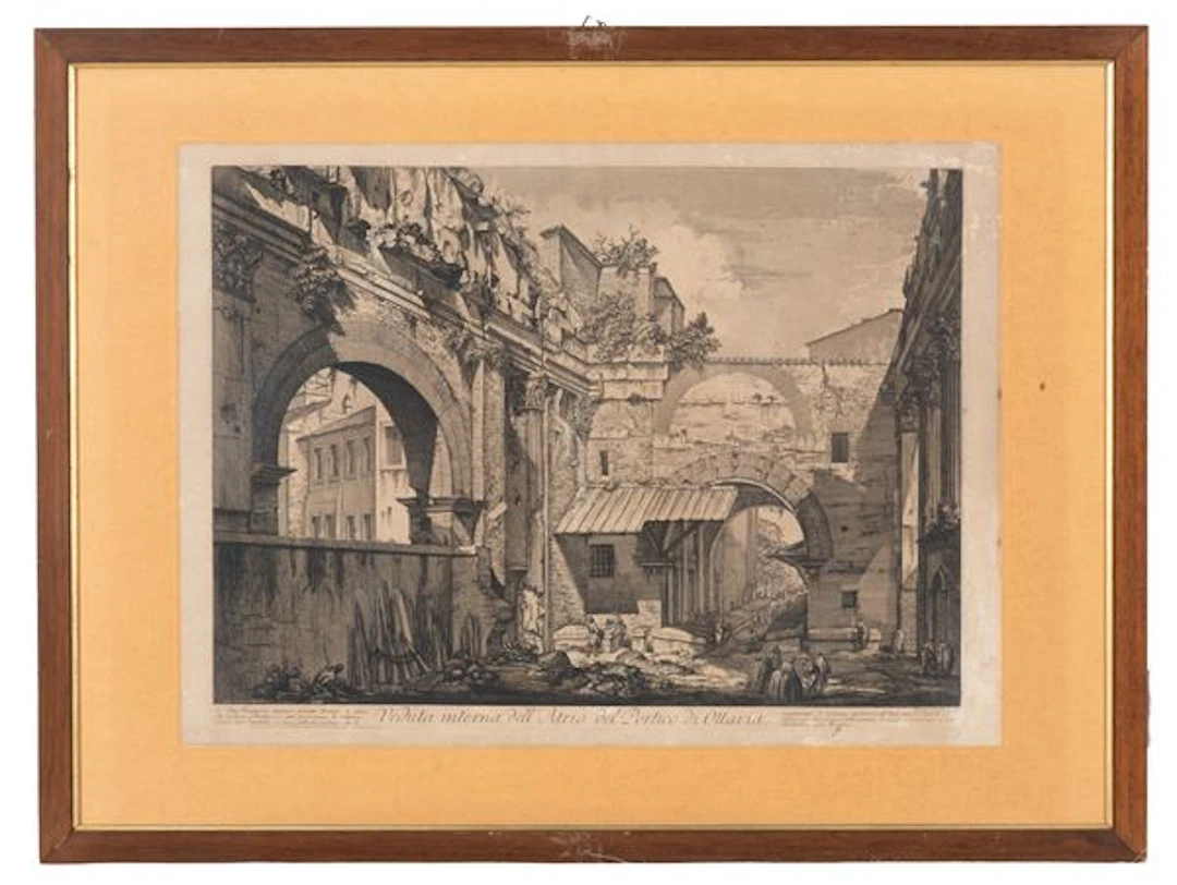 GIOVANNI BATTISTA PIRANESI : Acquaforte "VEDUTA INTERNA DELL'ATRIO