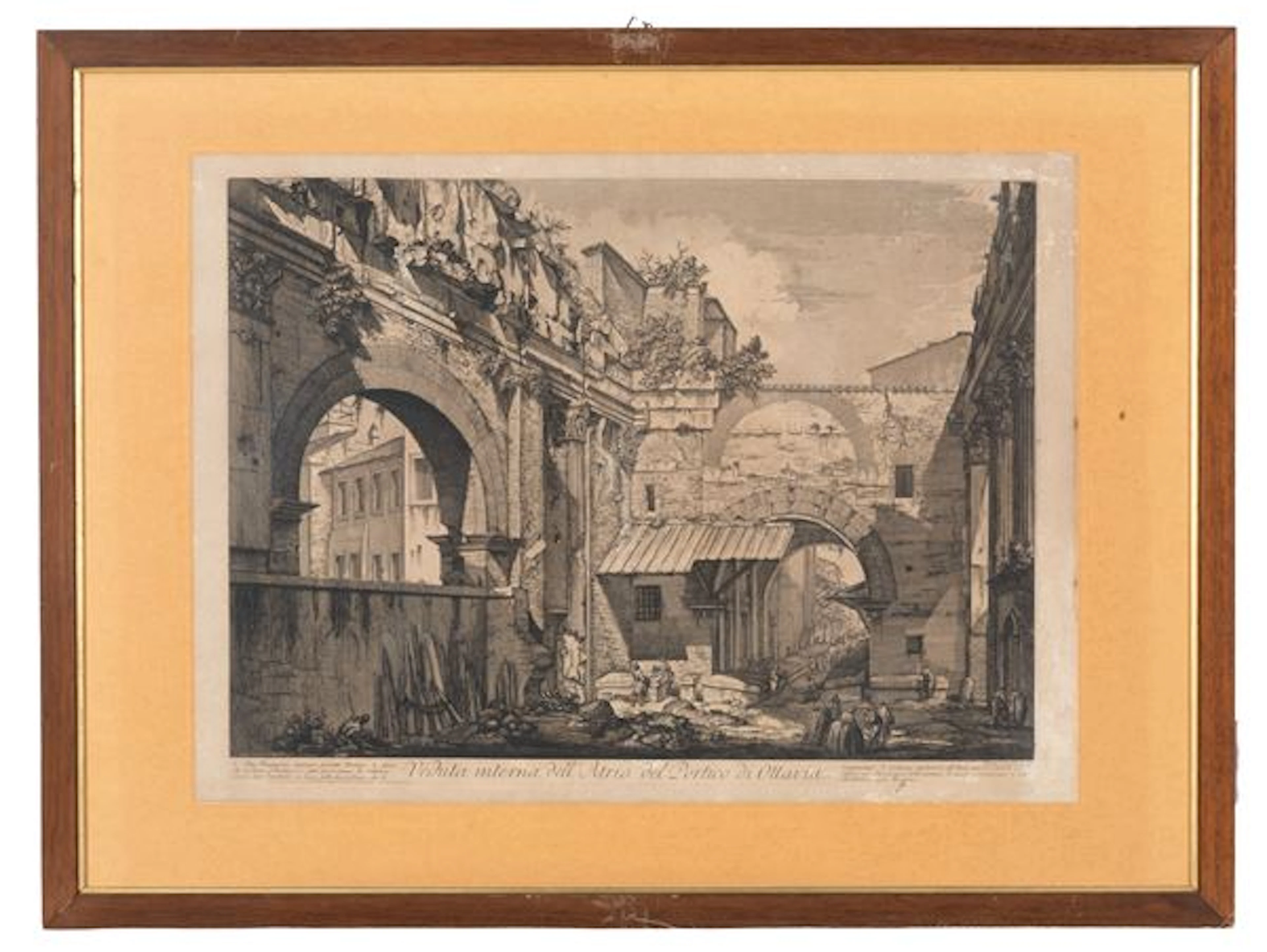 GIOVANNI BATTISTA PIRANESI : Acquaforte "VEDUTA INTERNA DELL'ATRIO