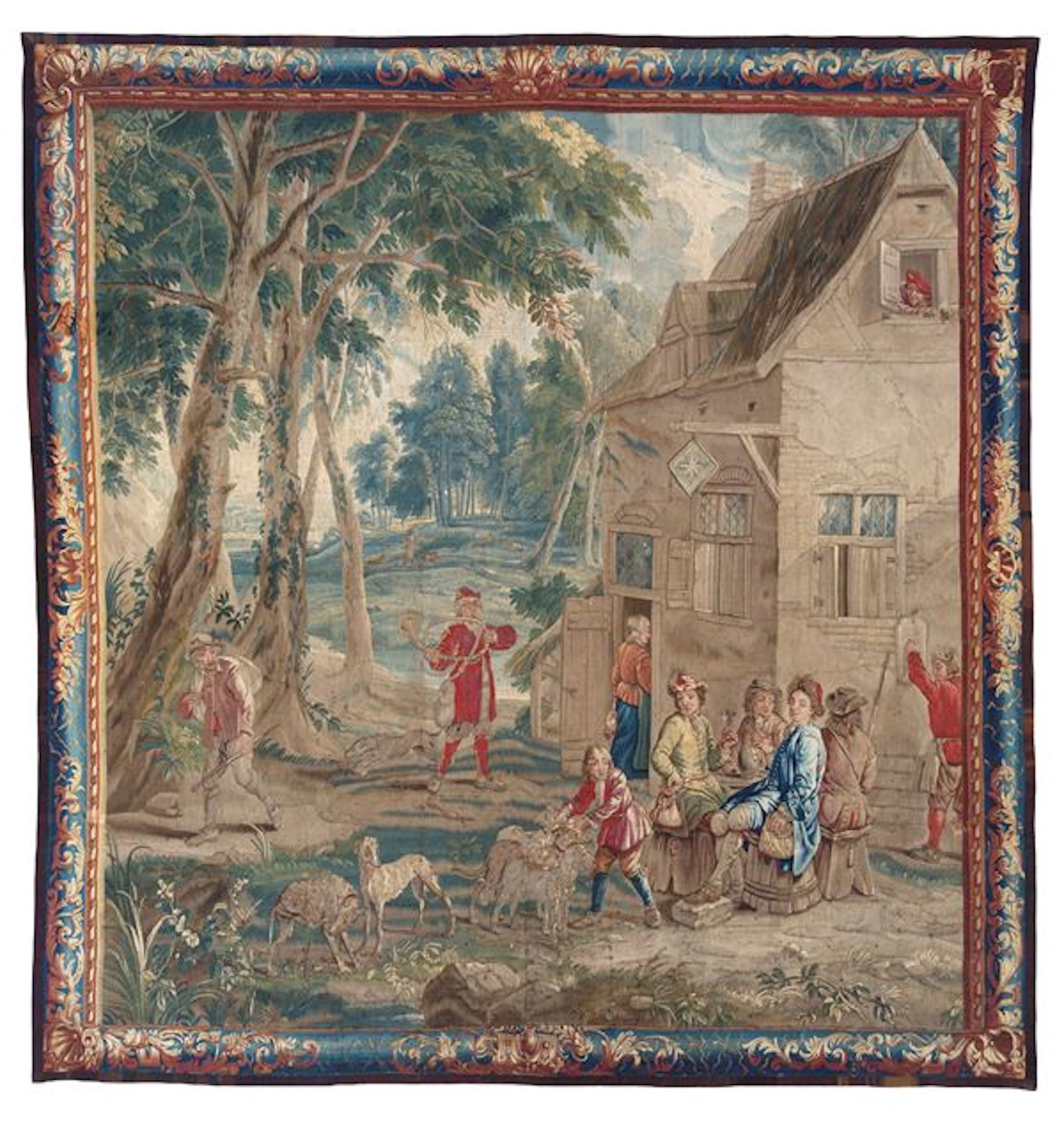 JAN VAN ORLEY,AUGUSTIN COPPENS : Teniers tapestry "ATHLETES RESTING"
