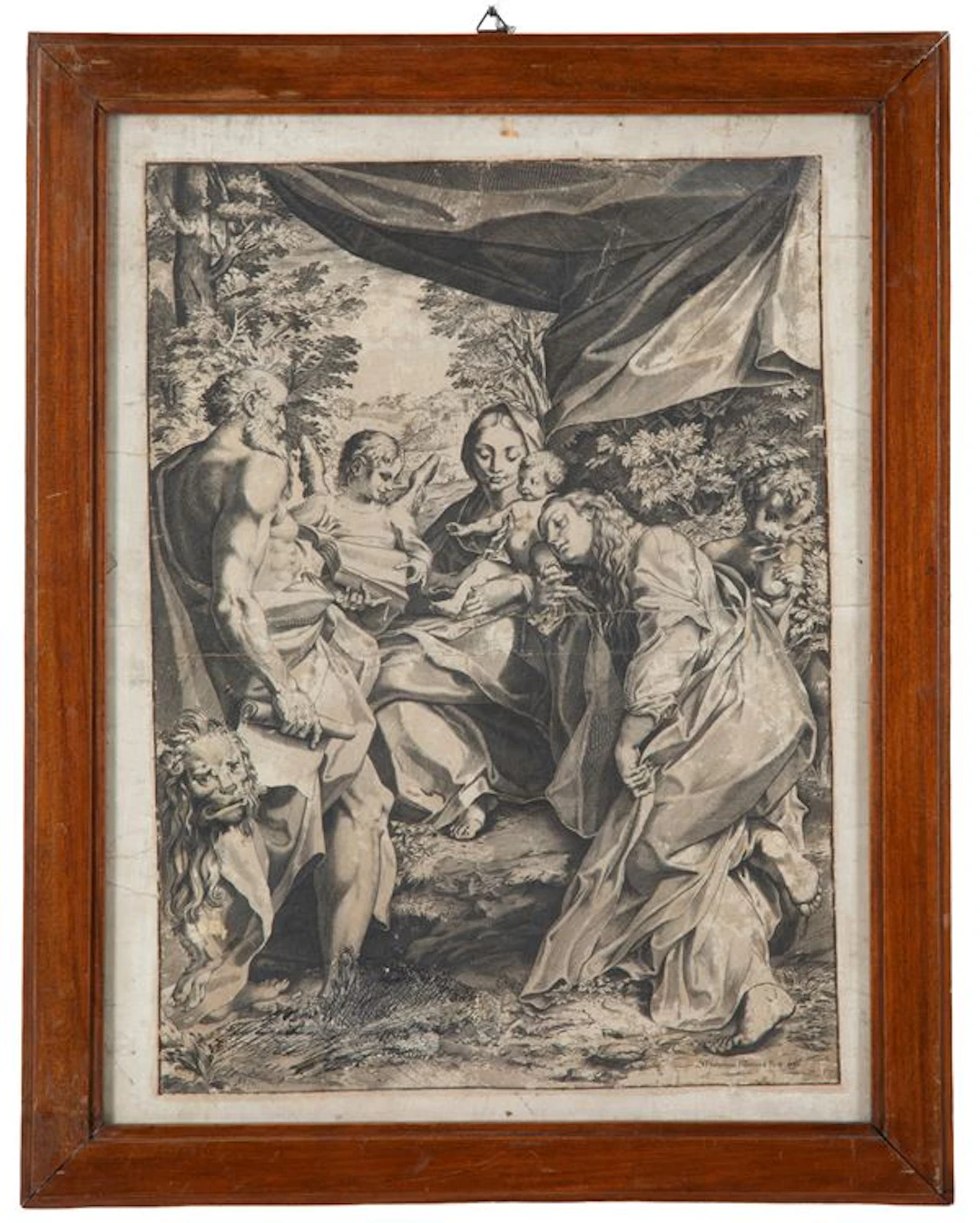FRANCESCO VILLAMENA : Engraving "MADONNA AND CHILD, SAINT JEROME