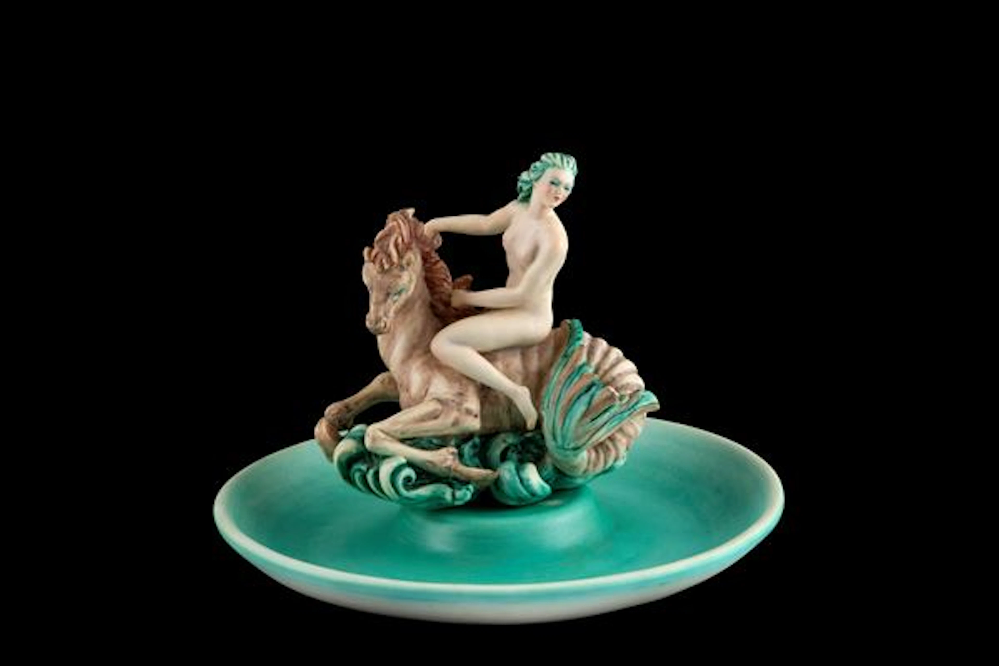 Centrotavola "DONNA NUDA A CAVALLO". NOVE DI BASSANO