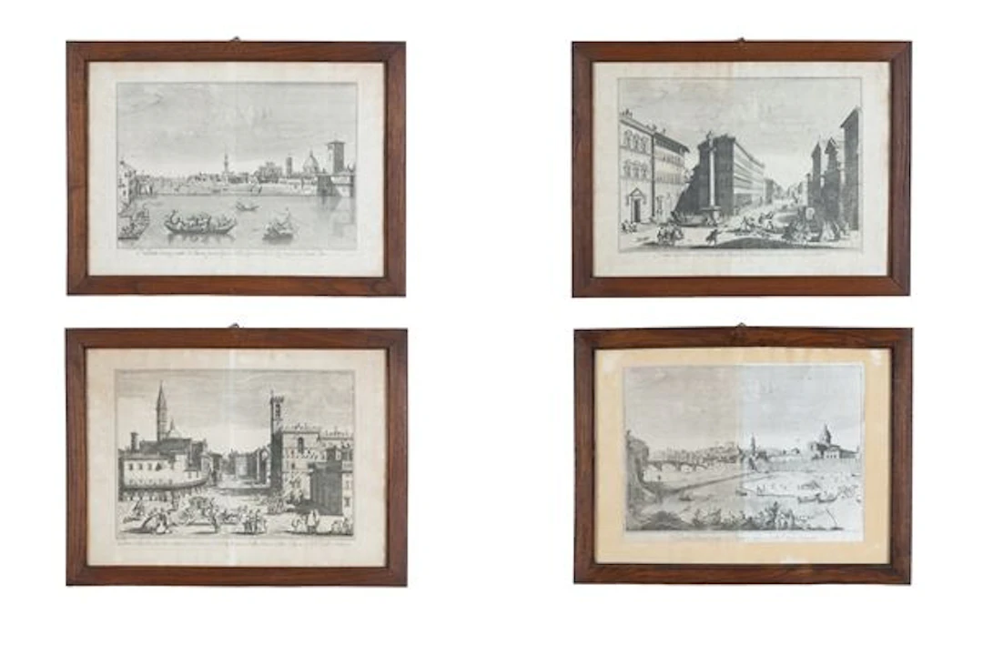 GIUSEPPE ZOCCHI : Quattro incisioni "VEDUTE DI FIRENZE" - Asta ASTA