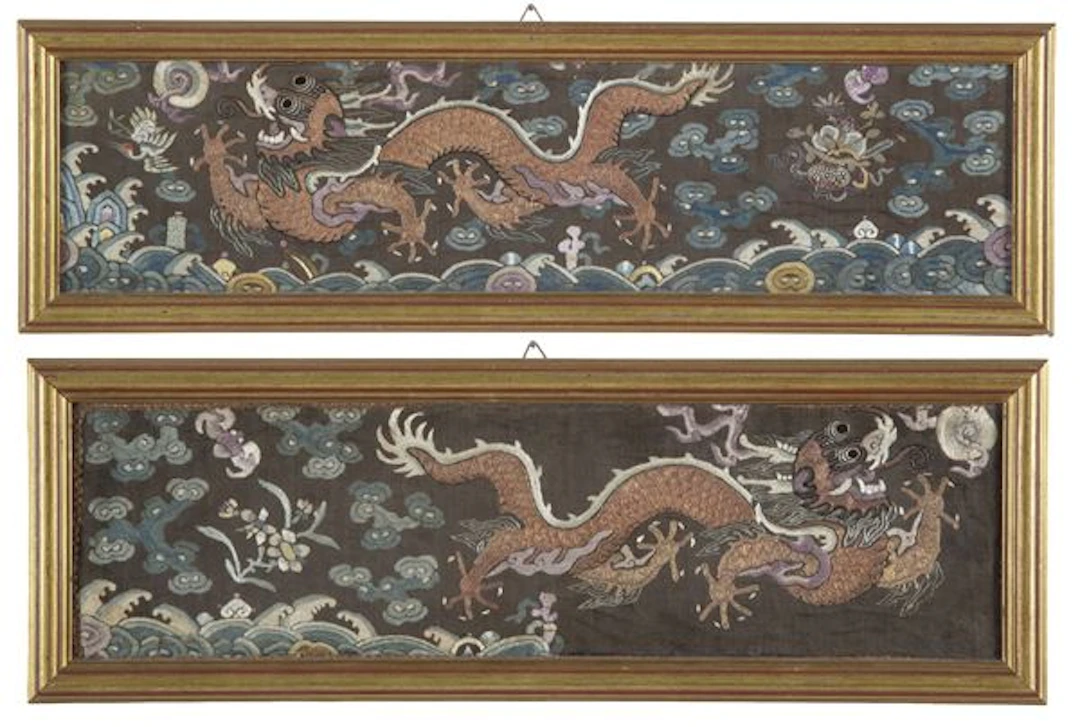 Coppia di frammenti di Long Pao. Cina