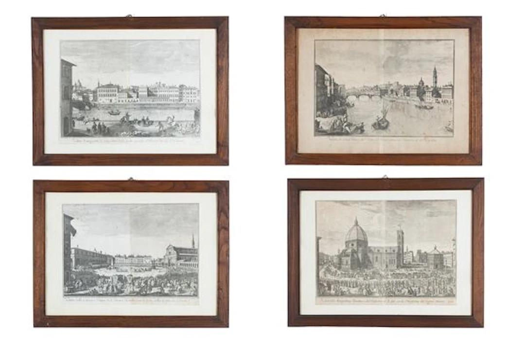 GIUSEPPE ZOCCHI : Quattro incisioni "VEDUTE DI FIRENZE" - Asta ASTA