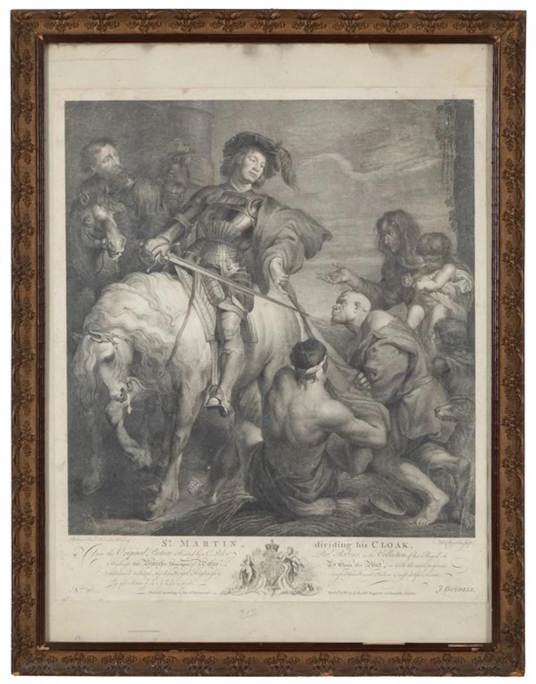 PIETER PAUL RUBENS : Engraving "SAINT MARTIN DIVIDING HIS CLOAK" -