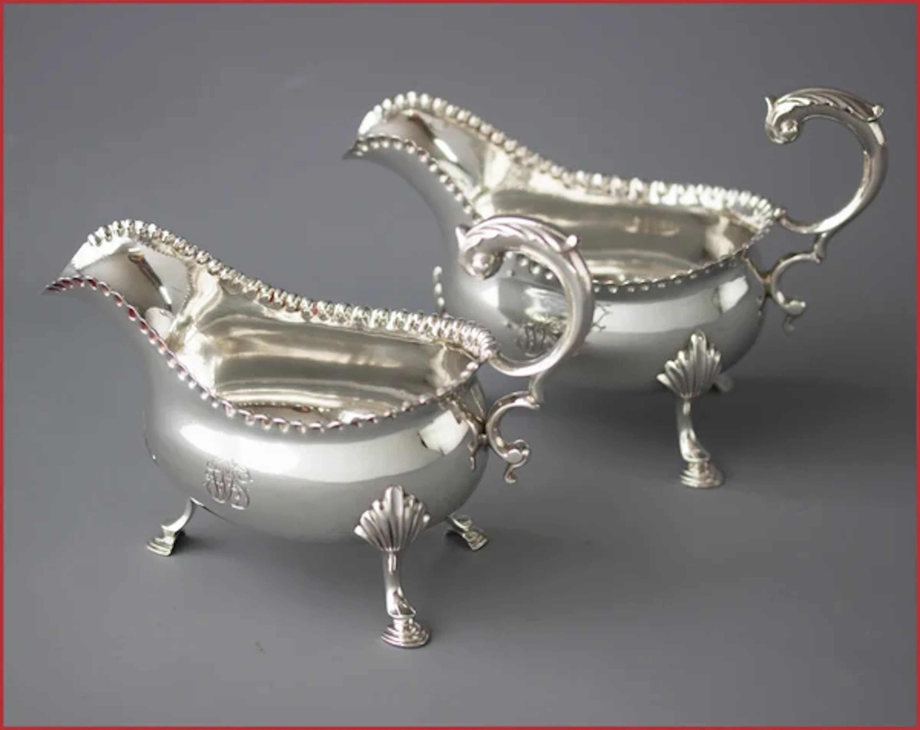 A Very Fine Pair of George III Silver Sauce Boats, London 1768 by W & J Priest