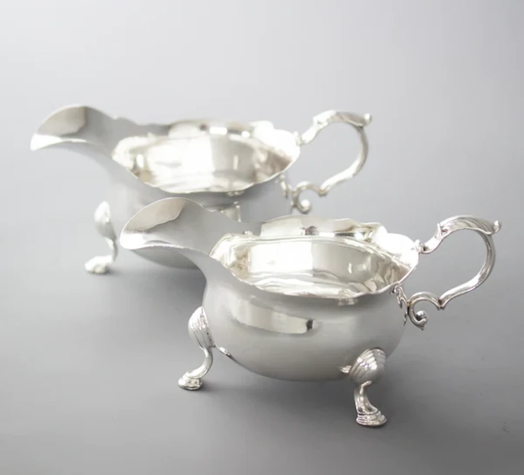 An Excellent Pair of George II Silver Sauce boats, London 1737 by Benjamin West