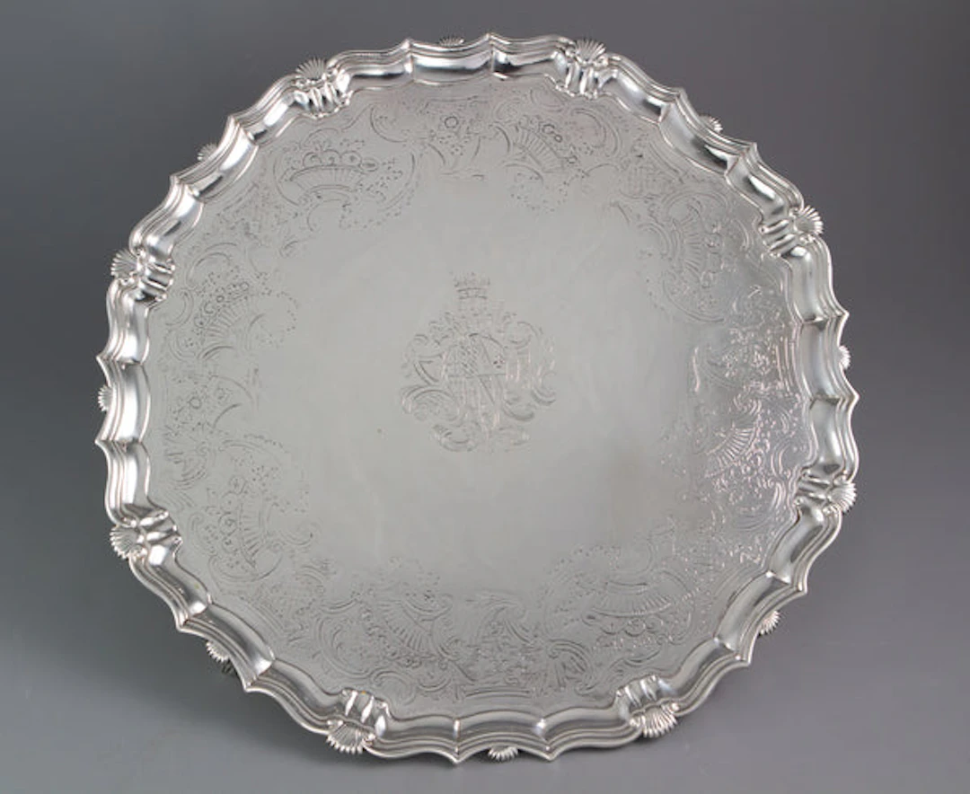 A Large George II Silver Salver London 1738 by John Tuite