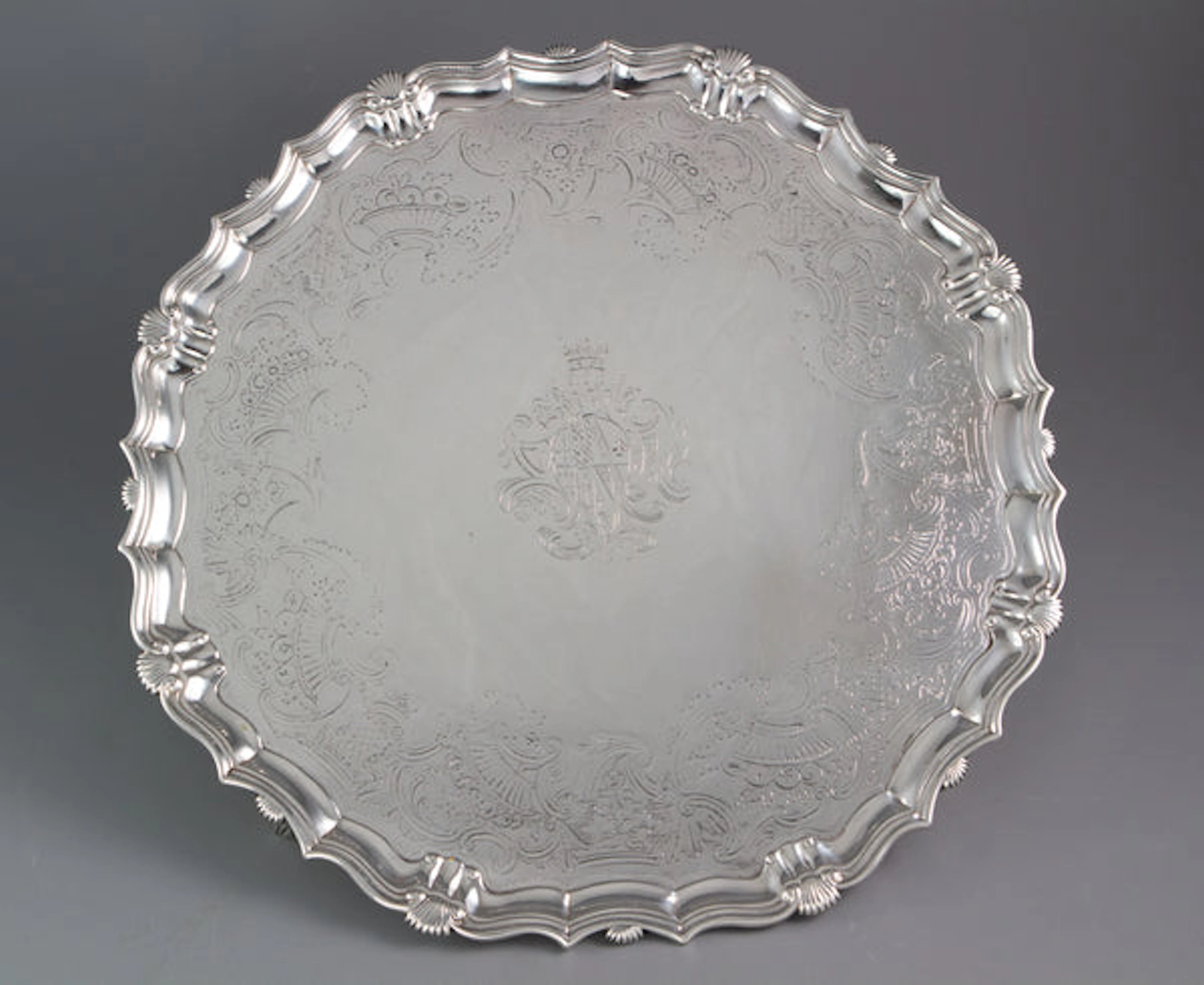 A Large George II Silver Salver London 1738 by John Tuite