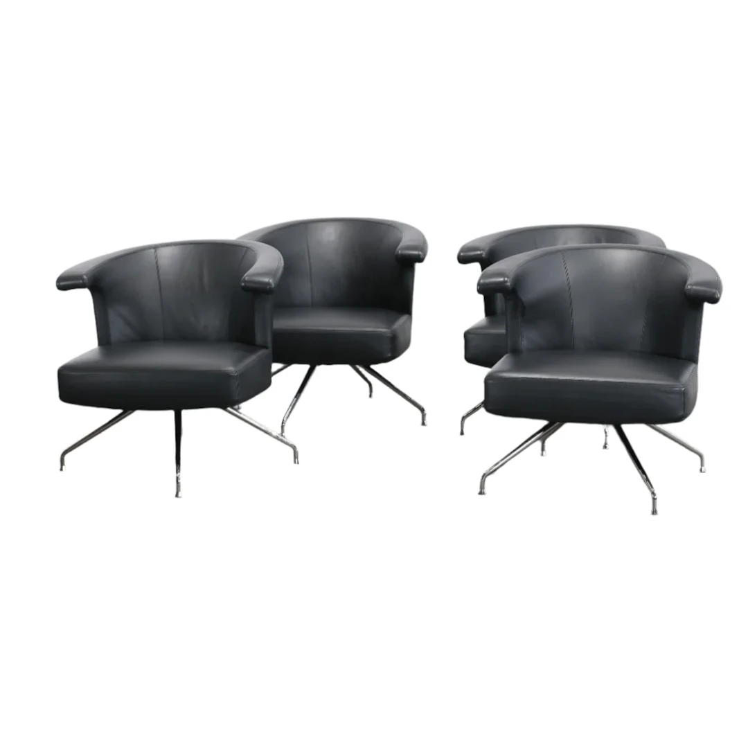 Frighetto Leather Swivel Chair, Set of Four