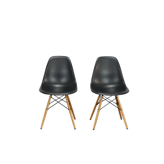 Vitra Black Eames DSW Chairs by Charles & Ray Eames, Set of Two