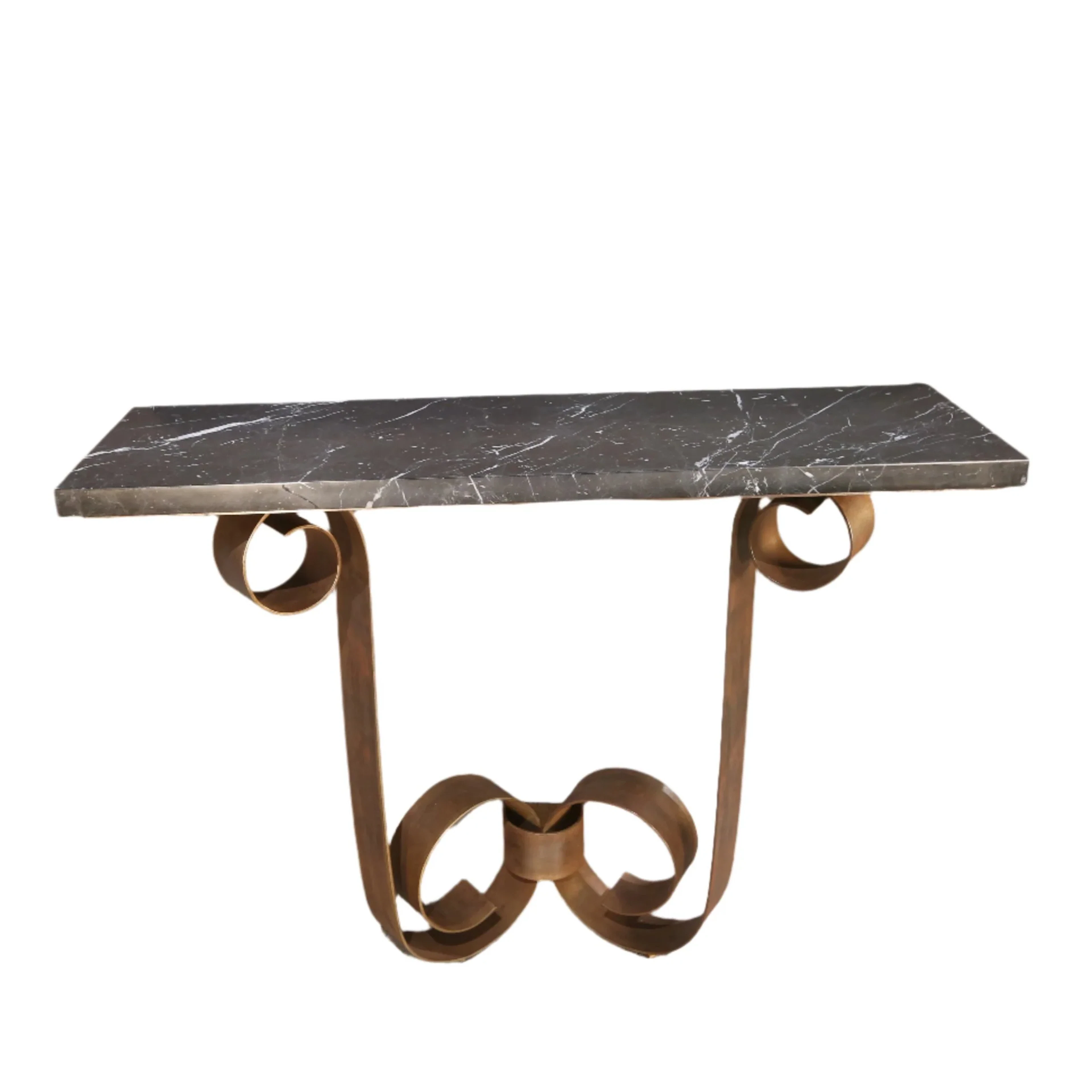 Gordon Watson Wrought Iron & Marble Console by Paul Belvoir