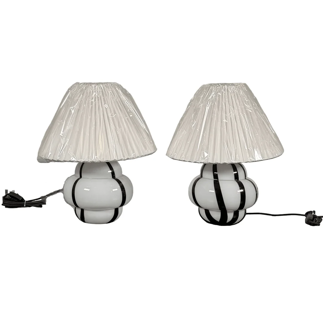 Murano Style Glass Table Lamps, Set of Two