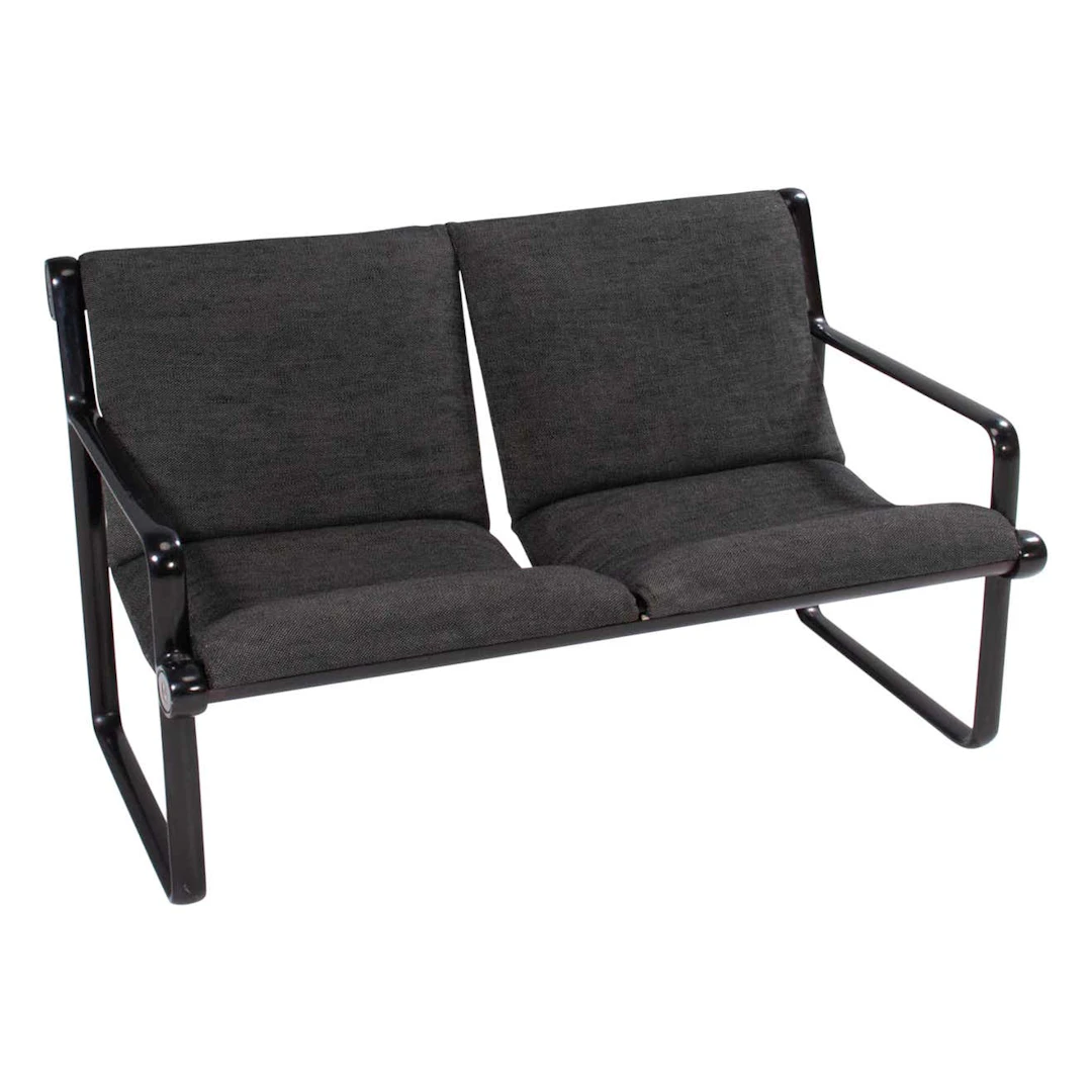 Hannah & Morrison for Knoll Grey Sling Sofa, 1970s