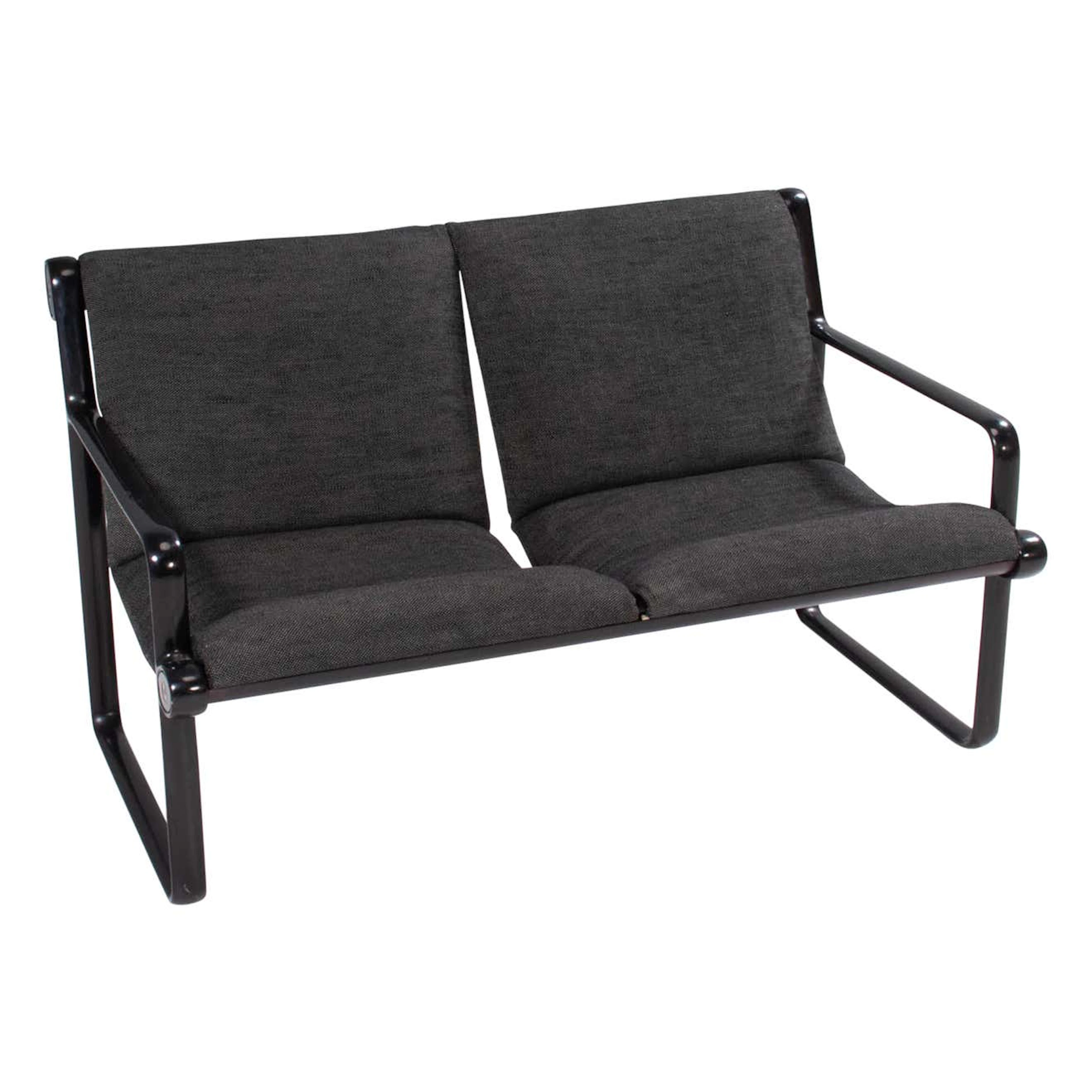 Hannah & Morrison for Knoll Grey Sling Sofa, 1970s