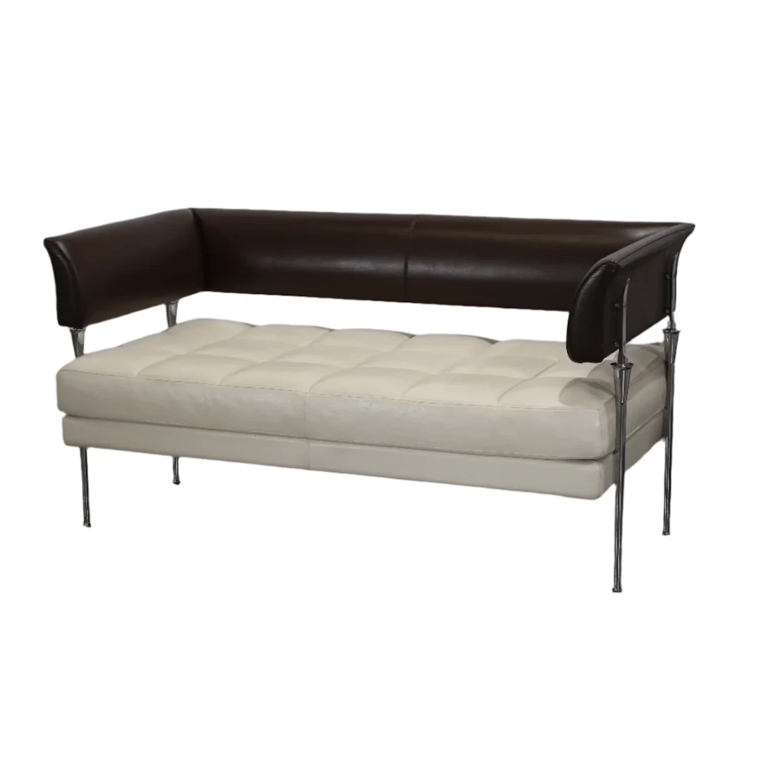 Poltrona Frau Hydra Castor Leather Sofa by Luca Scacchetti - Cream