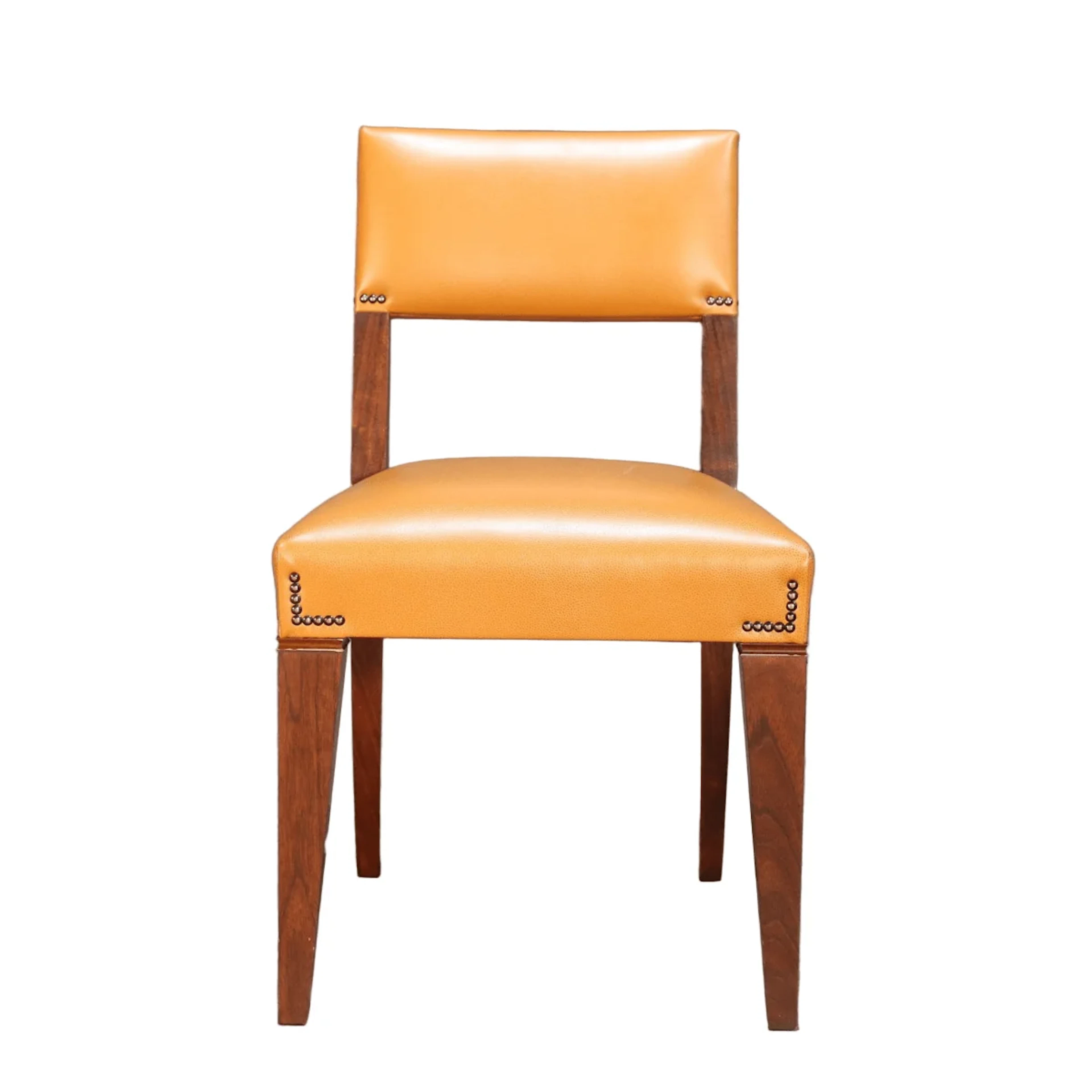 Caramel Brown Leather Chair, Set of Eight