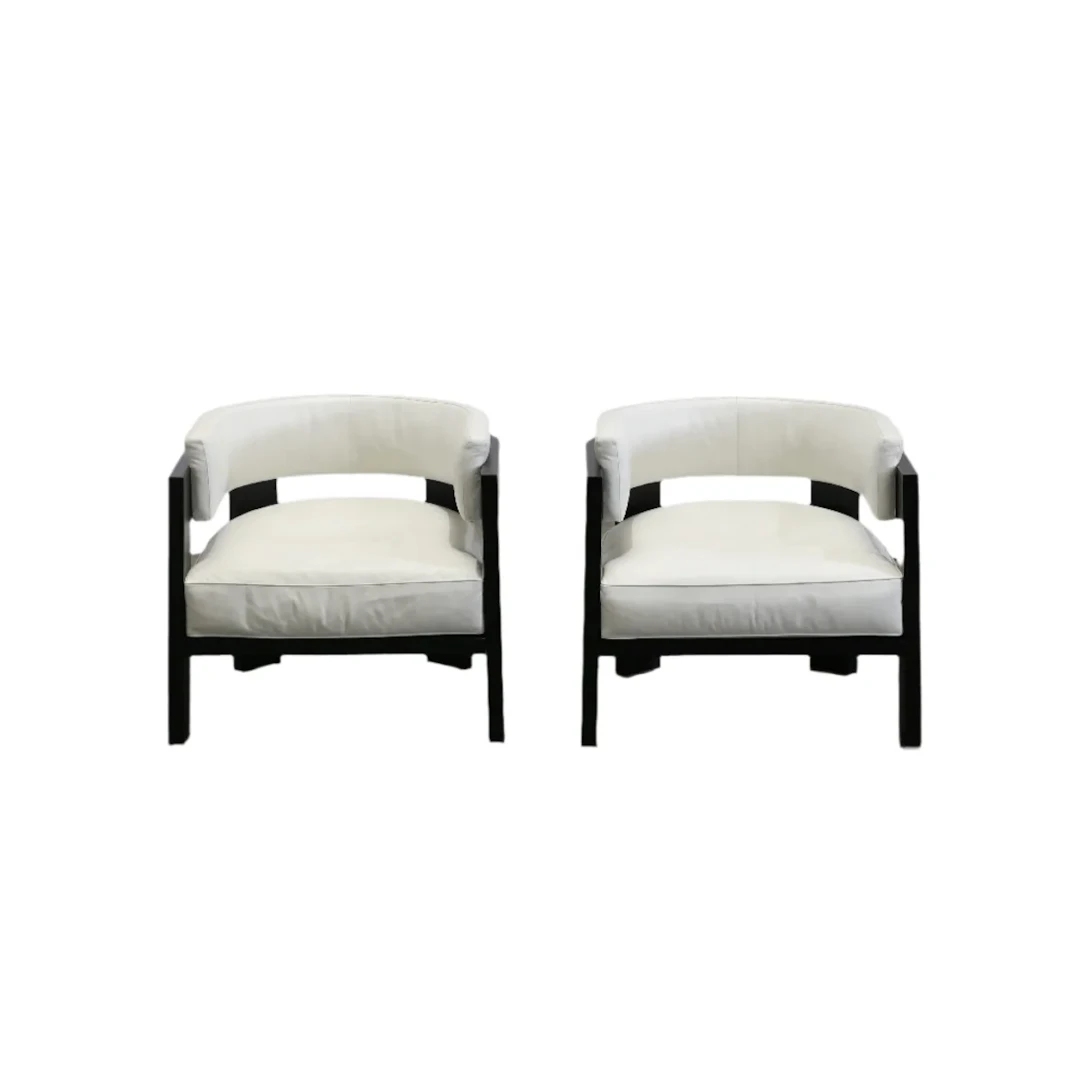 Minotti Warhol Blac Lac Armchairs, Set of Two