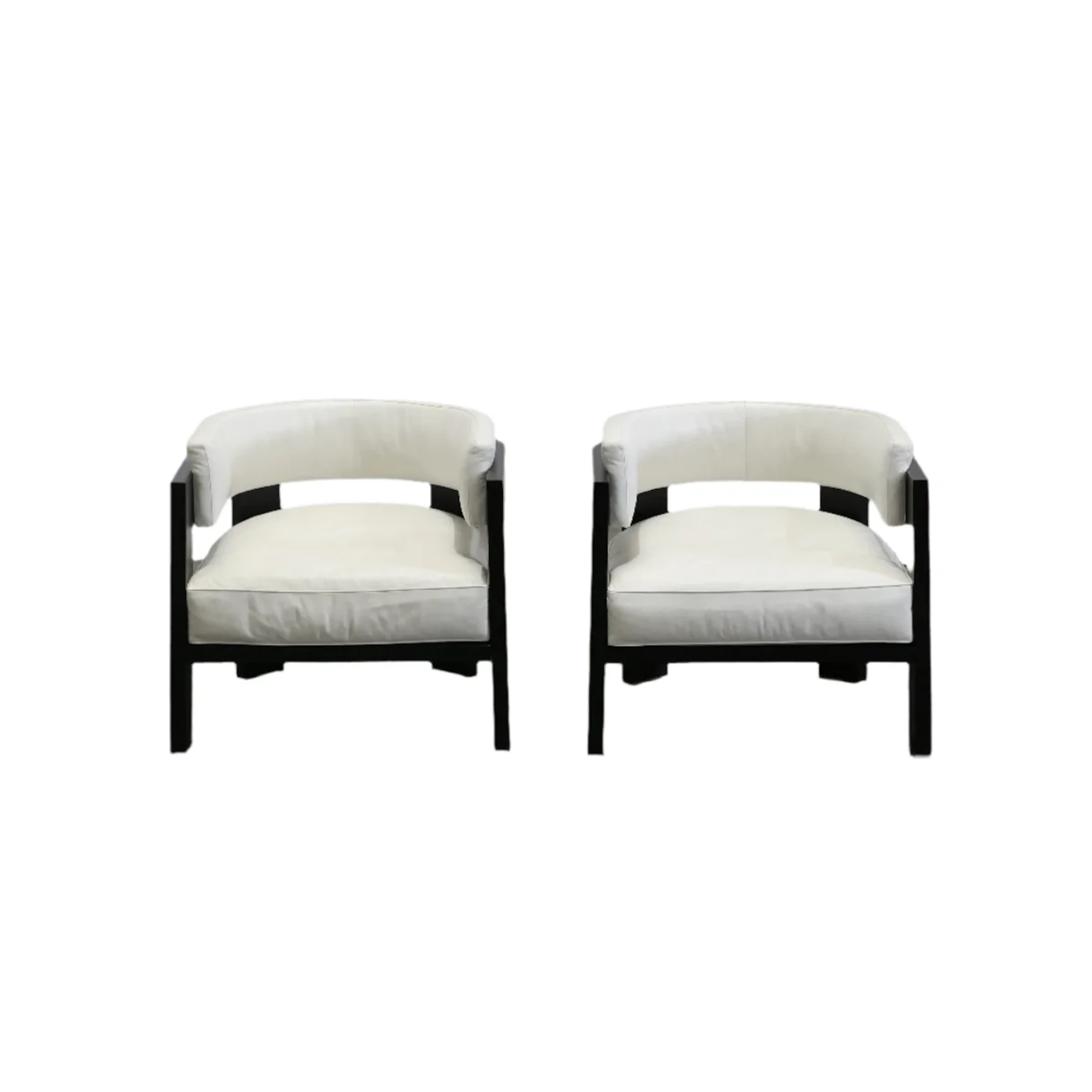 Minotti Warhol Blac Lac Armchairs, Set of Two