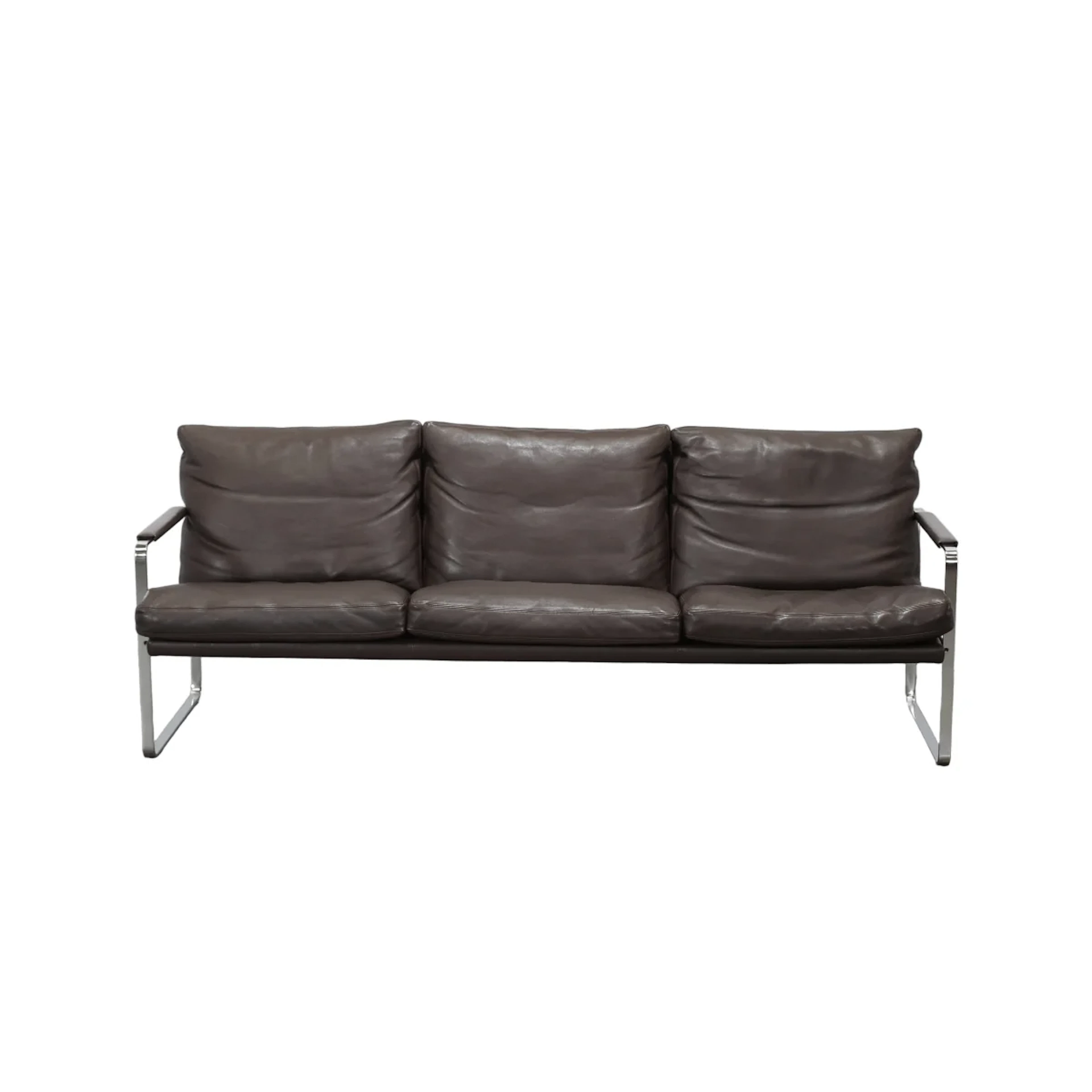 Knoll Brown Leather Fabricius Sofa