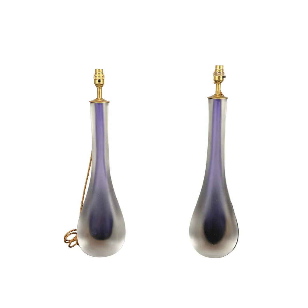 Murano Glass Tear Drop Form Table Lamps, Set of Two