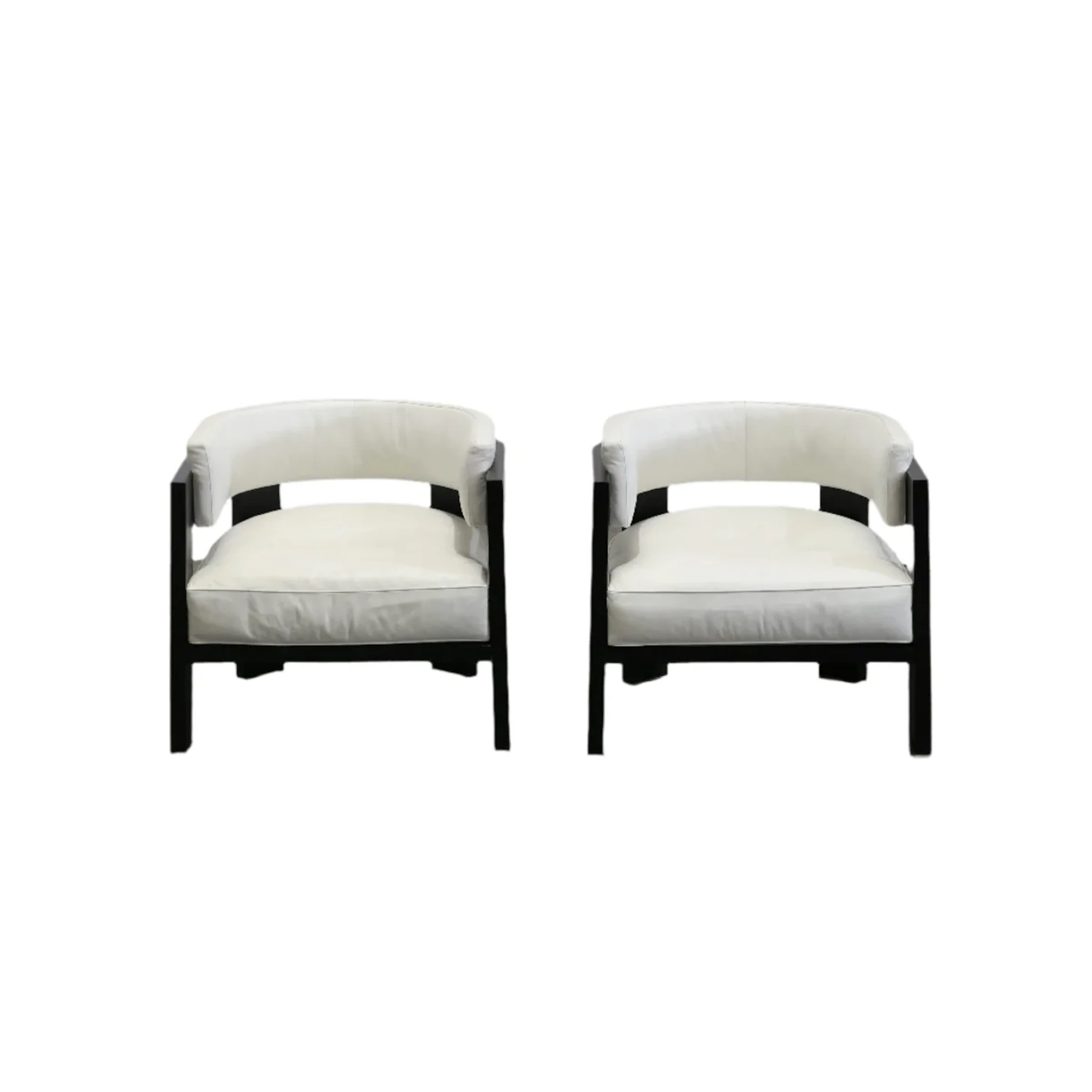 Minotti Warhol Blac Lac Armchairs, Set of Two