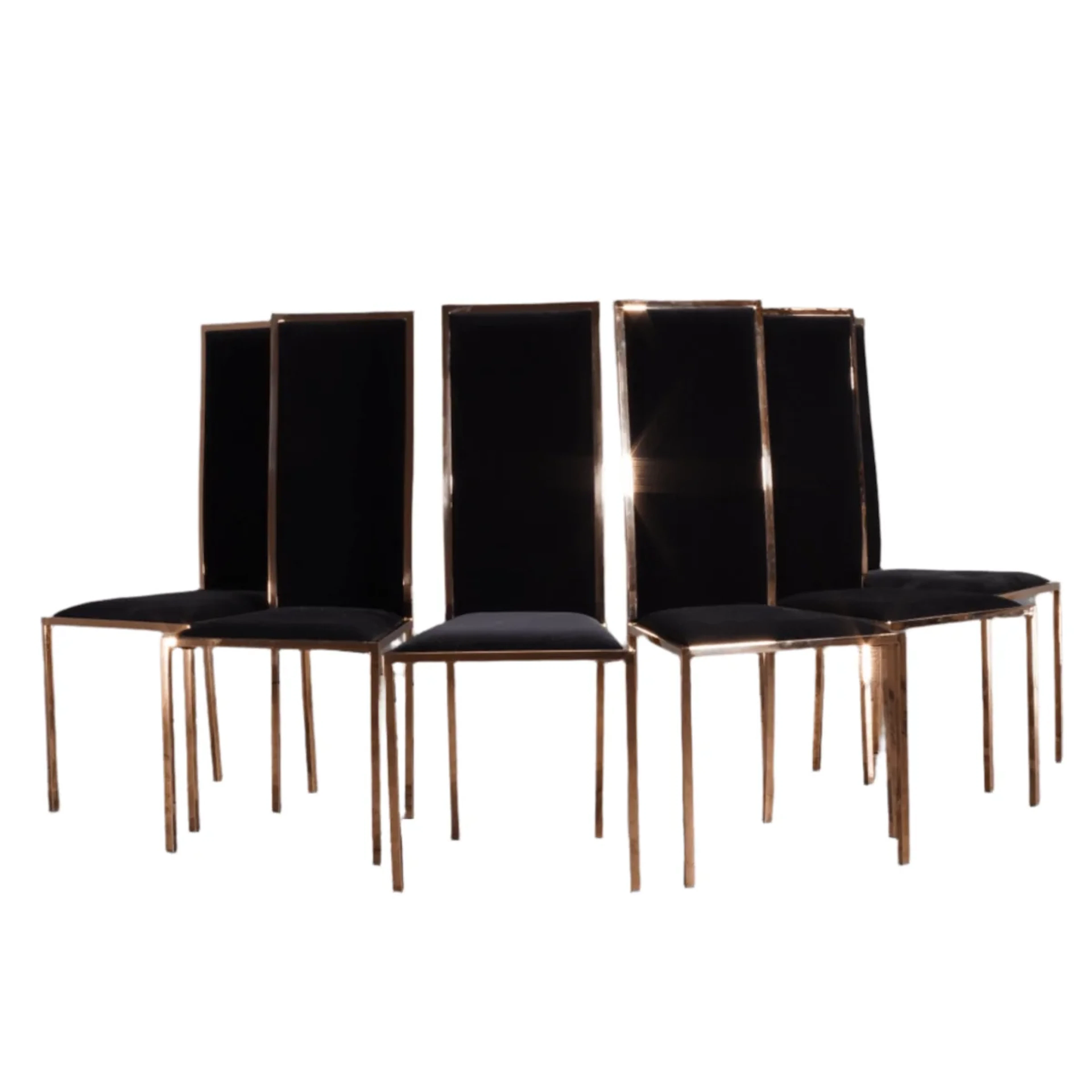 Black and Gold Velvet Kesterport Dining Chair, Set of Six