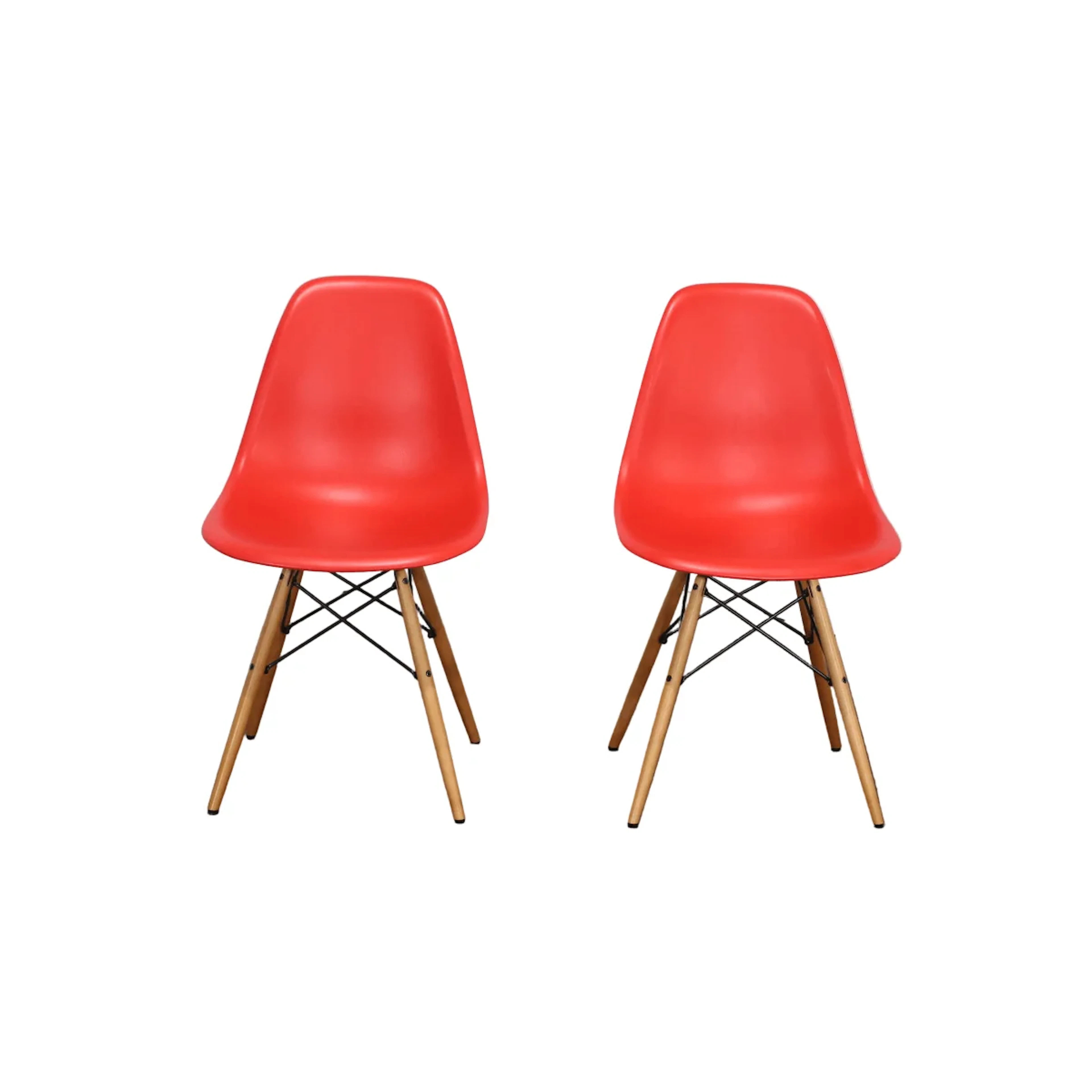 Vitra Eames Red DSW Armchair, Set of Two