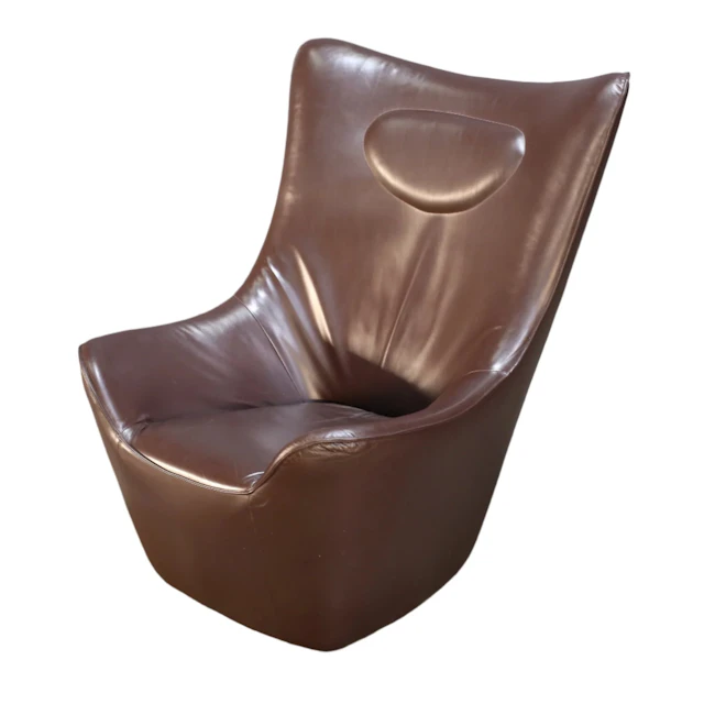 Brown Leather Wingback Chair by Tom Dixon