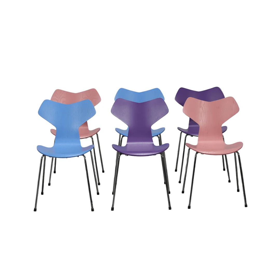Fritz Hansen Grand Prix Chairs by Arne Jacobsen, Set of Six