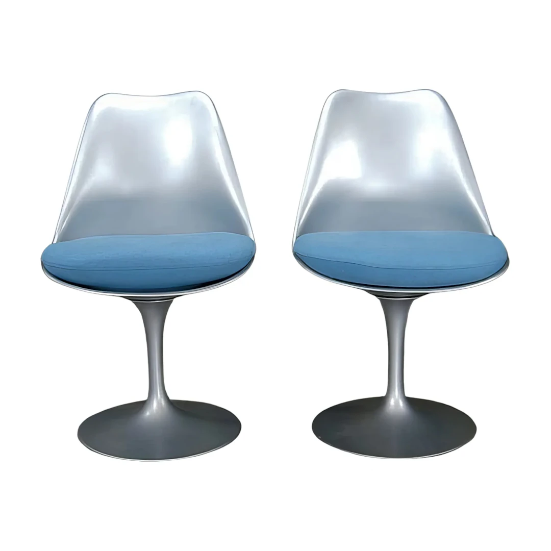 Blue Knoll Tulip Chairs by Eero Saarinen, Set of Two