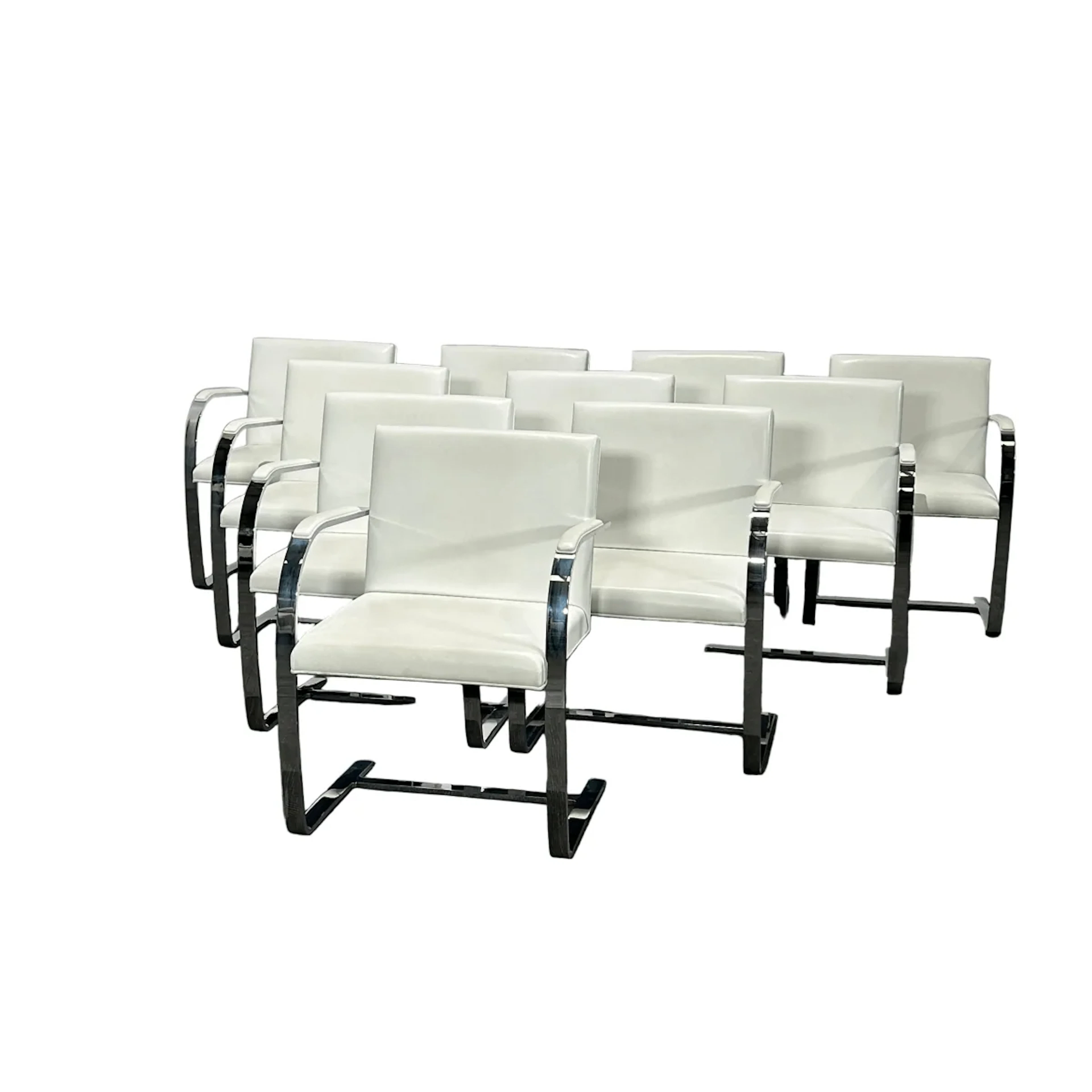 Knoll Brno Flat Bar Side Chairs by Mies van Der Rohe, Set of Ten