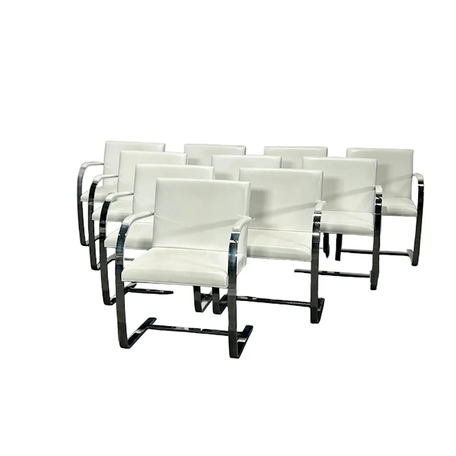 Knoll Brno Flat Bar Side Chairs by Mies van Der Rohe, Set of Ten