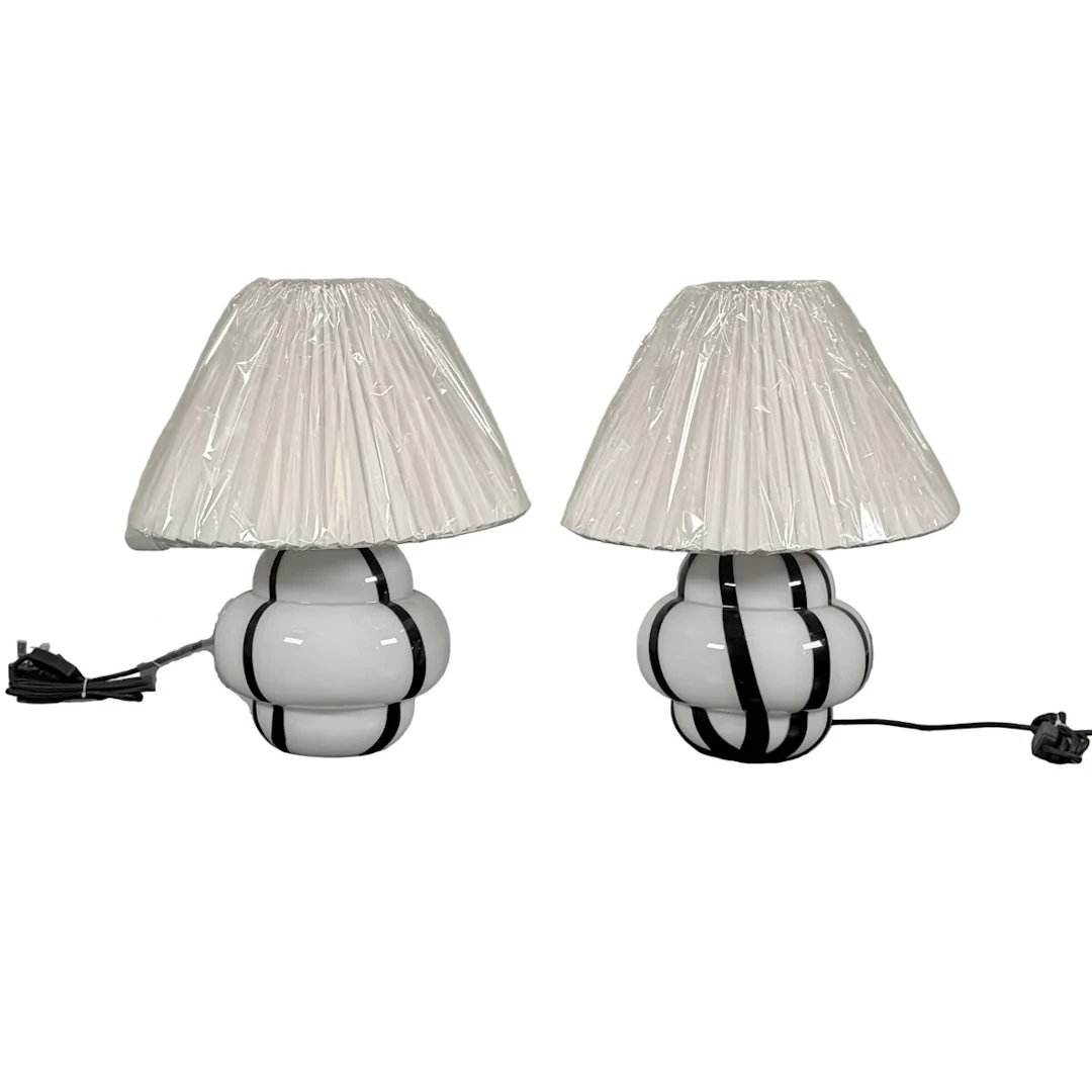 Murano Style Glass Table Lamps, Set of Two