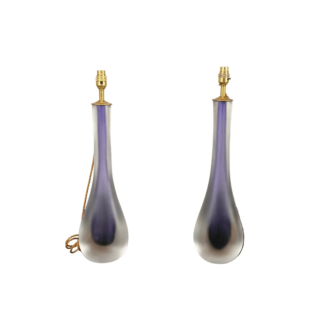 Murano Glass Tear Drop Form Table Lamps, Set of Two