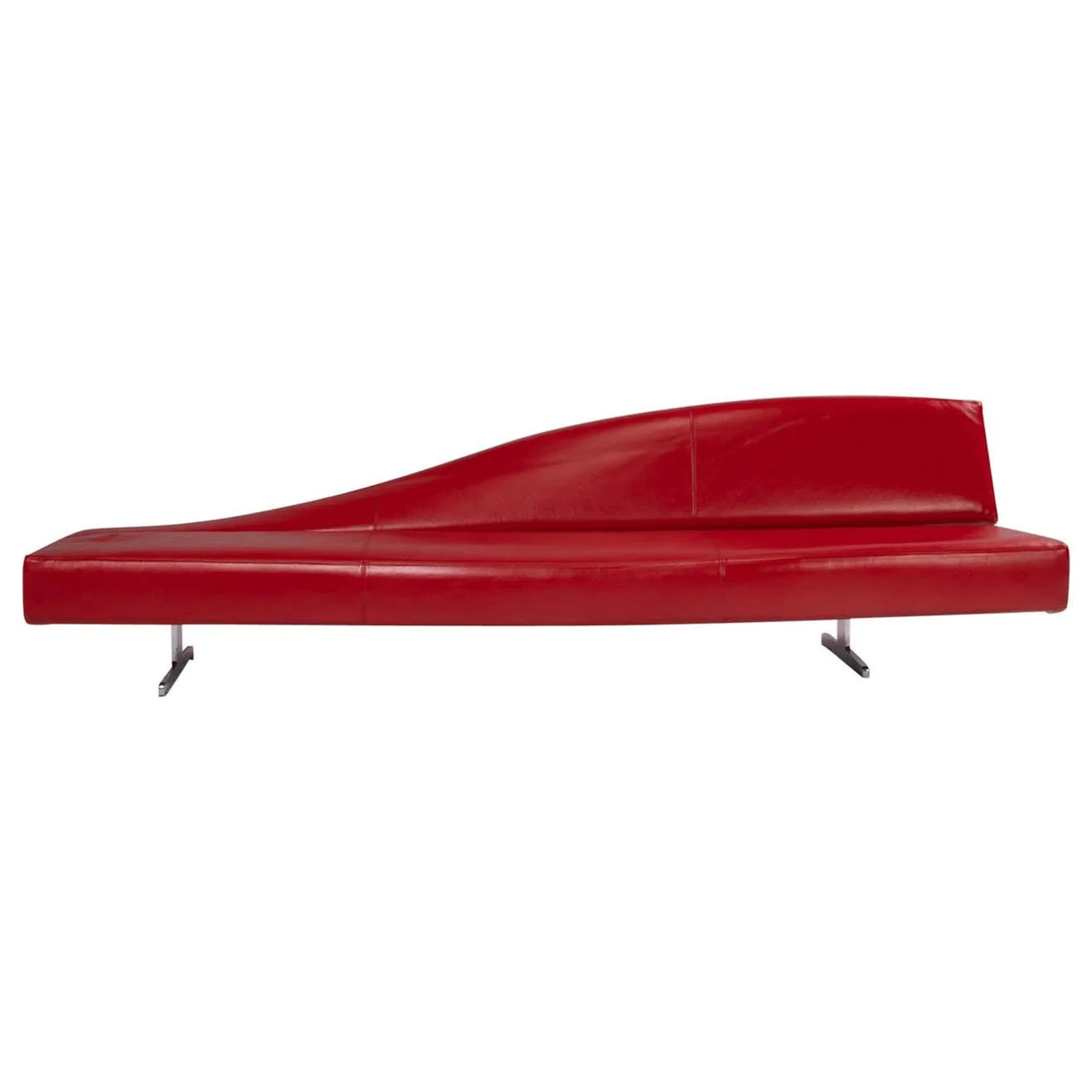 Cassina Aspen Red Leather Sofa By Jean-Marie Massaud, 2005