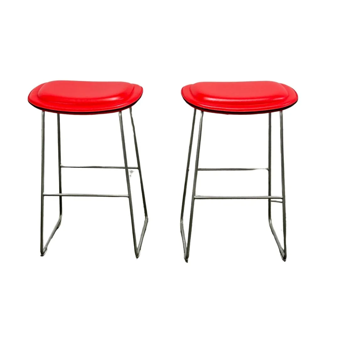 Cappellini Red Hi Pad Bar Stool by Jasper Morrison, Set of Two