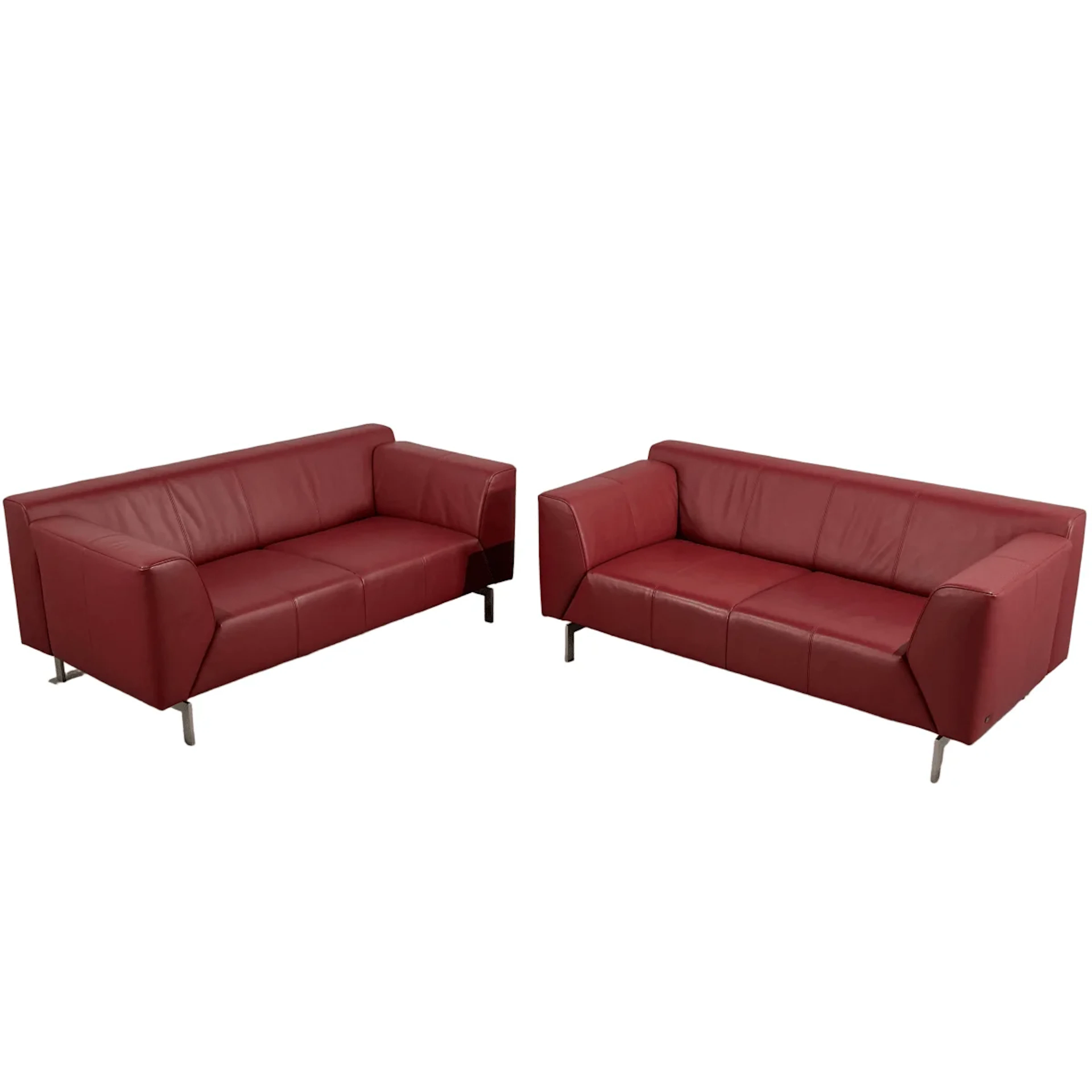 Rolf Benz Linea 318 Leather Sofas, Set of Two