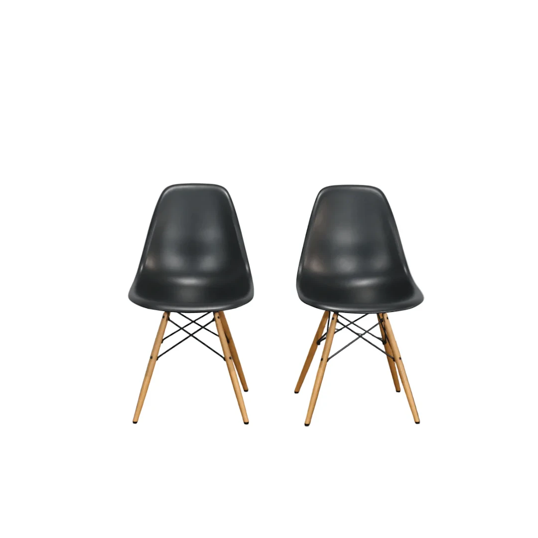 Vitra Black Eames DSW Chairs by Charles & Ray Eames, Set of Two