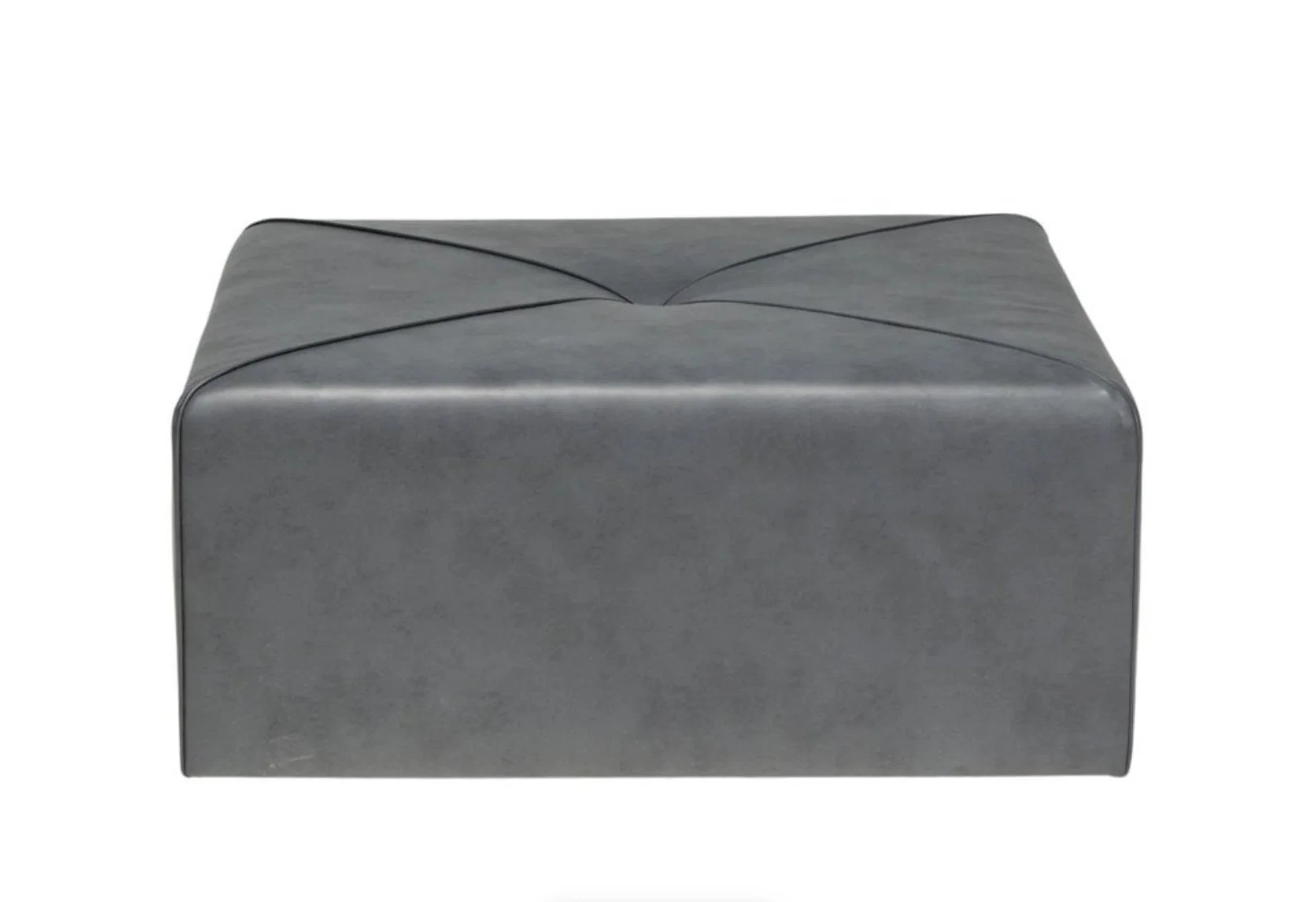 Bespoke Dark Grey Leather Square Ottoman