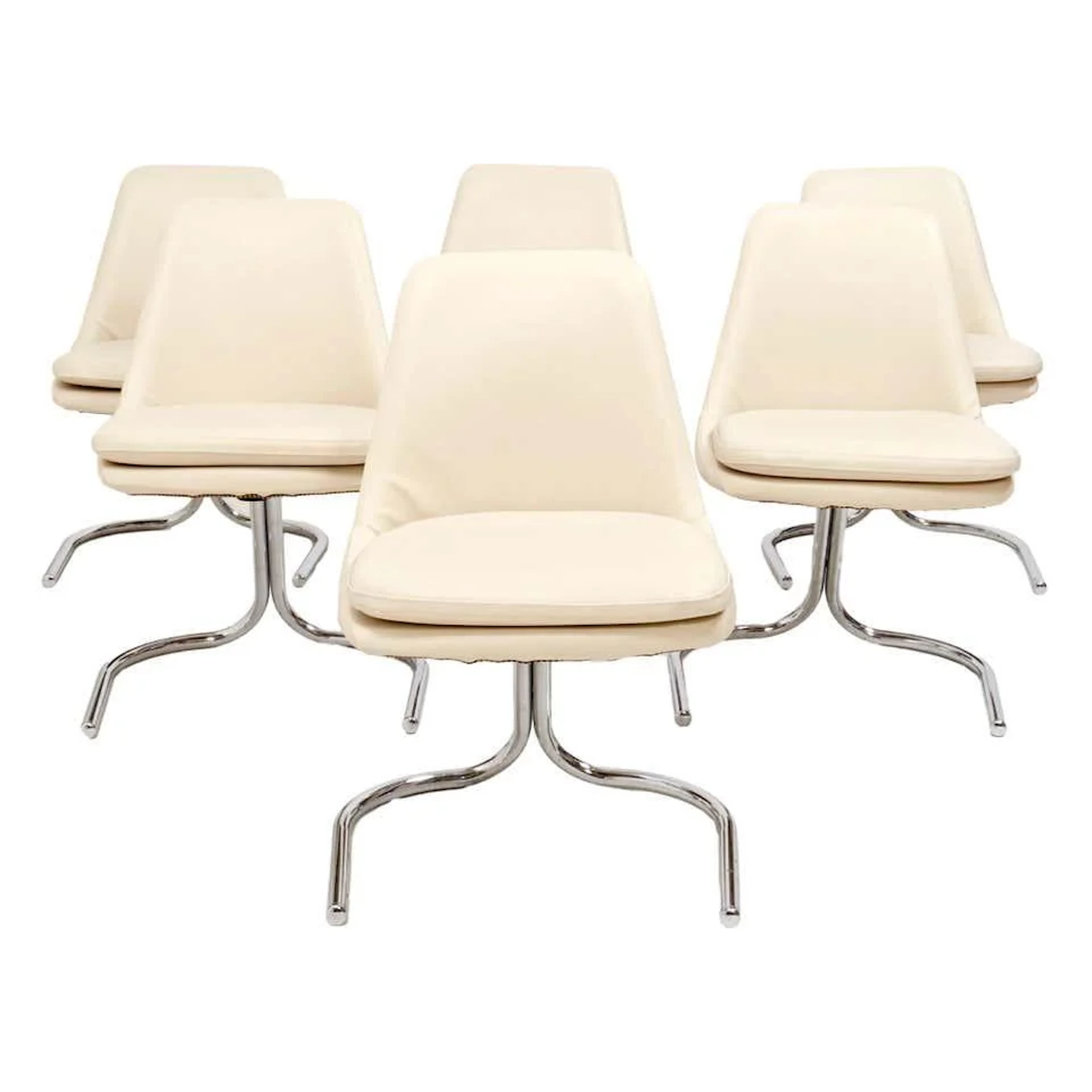 1970s Vintage Chrome Cantilever Dining Chairs