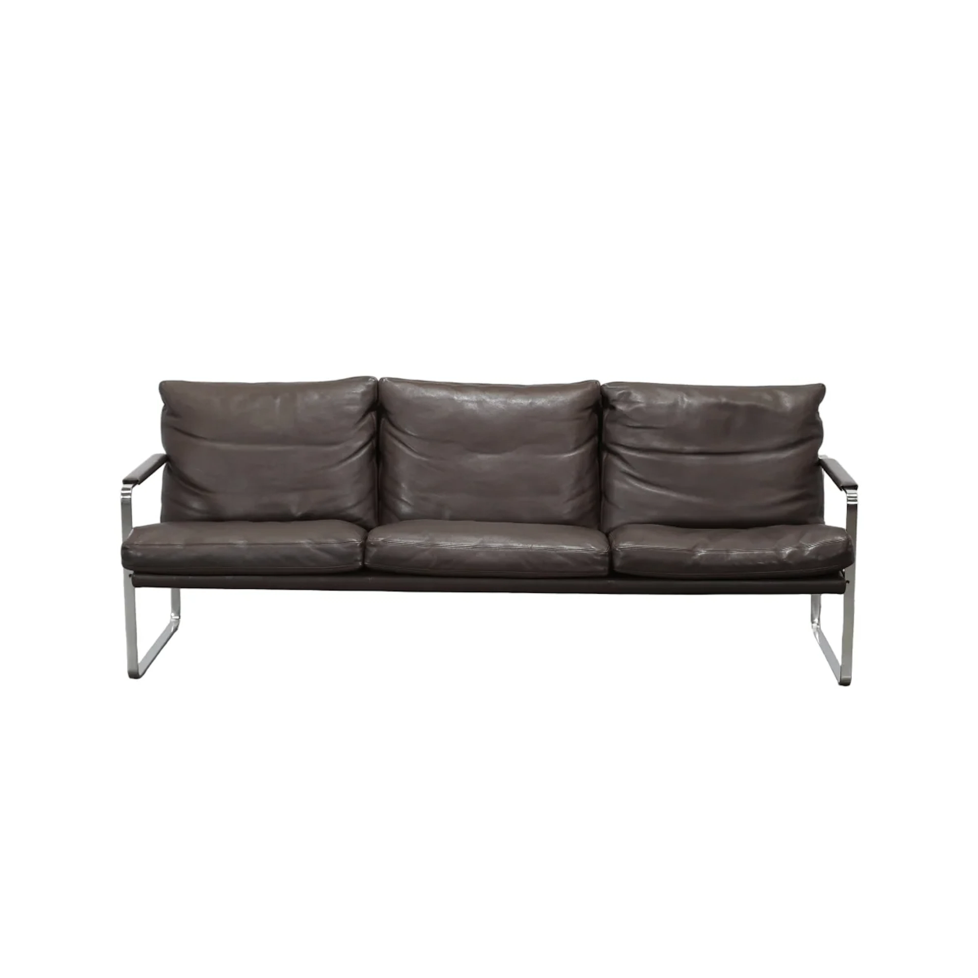 Knoll Brown Leather Fabricius Sofa