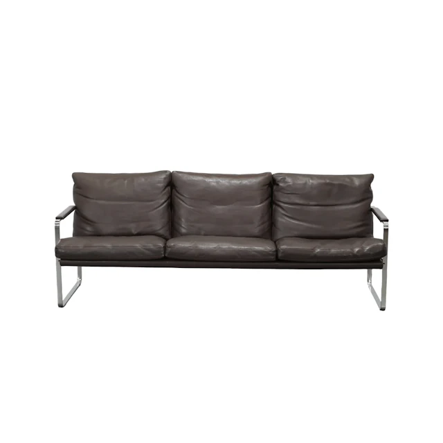 Knoll Brown Leather Fabricius Sofa