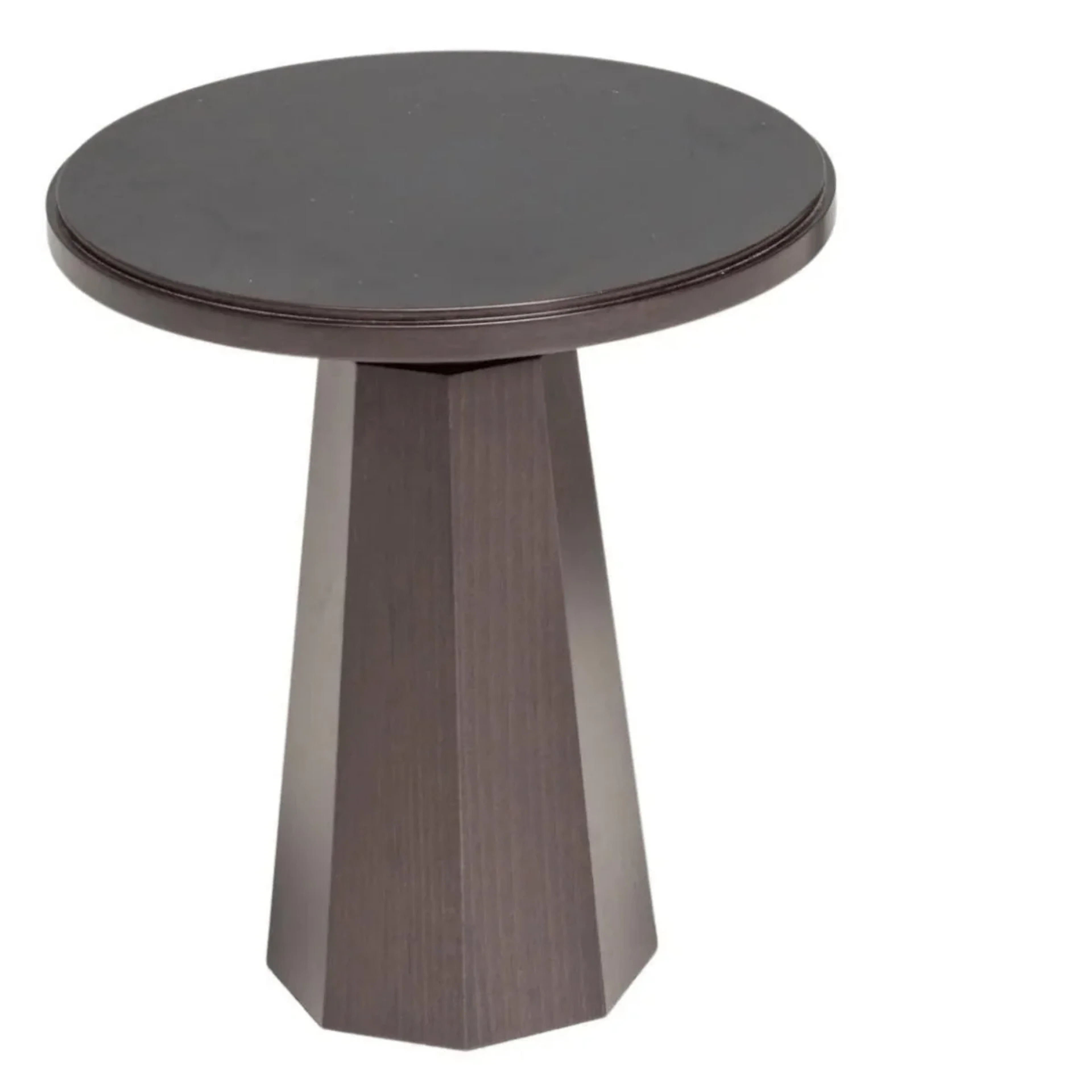 Black Wood Pedestal Round Side Tables by Kelly Forslund