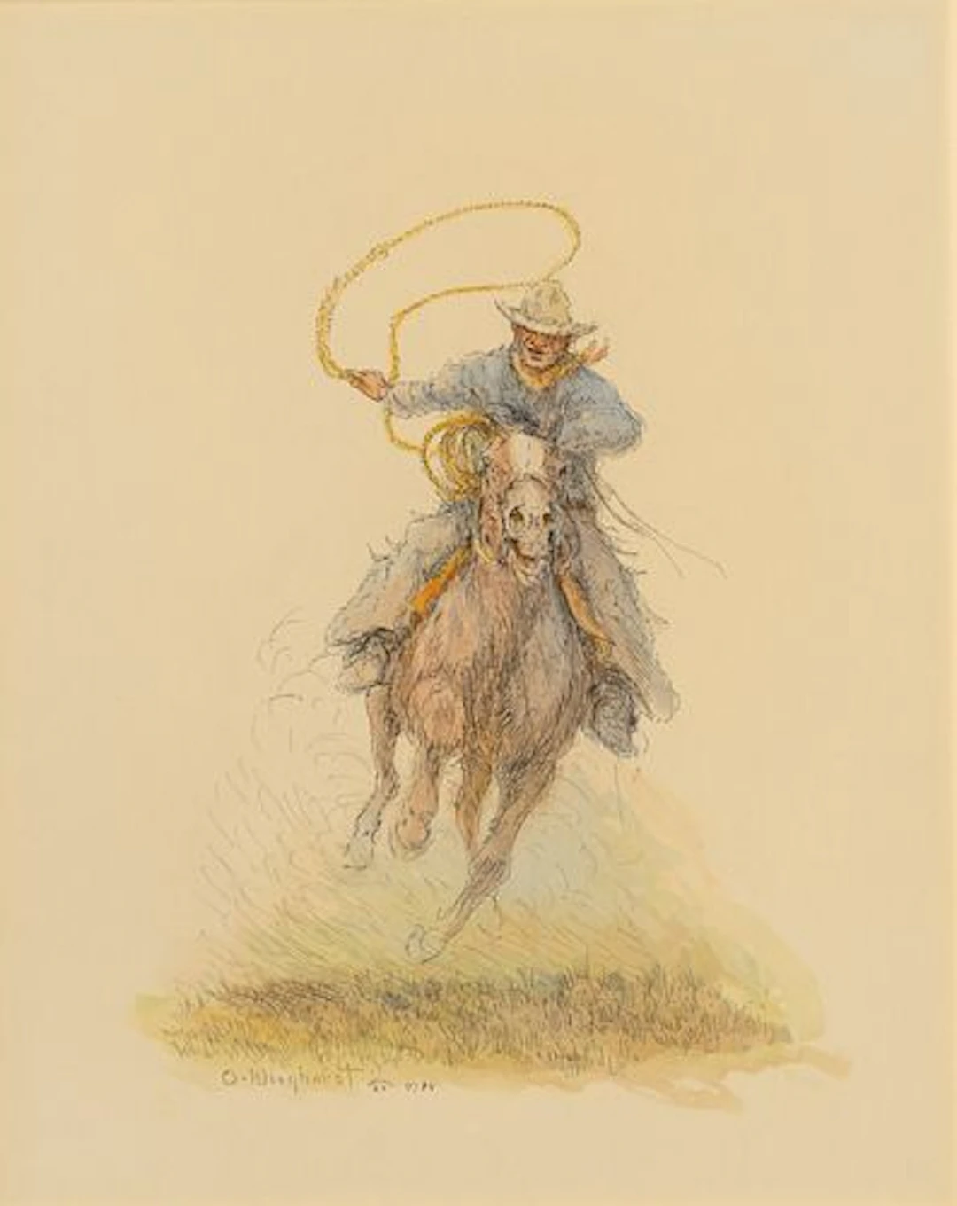 Olaf Wieghorst (1899 – 1988) – Lassoing (1984)
