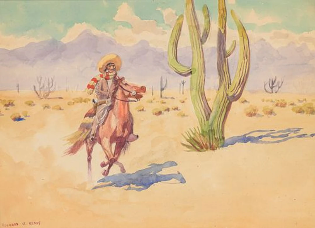 Leonard H. Reedy (1899 – 1956) – Vauero; Horseback Shootout